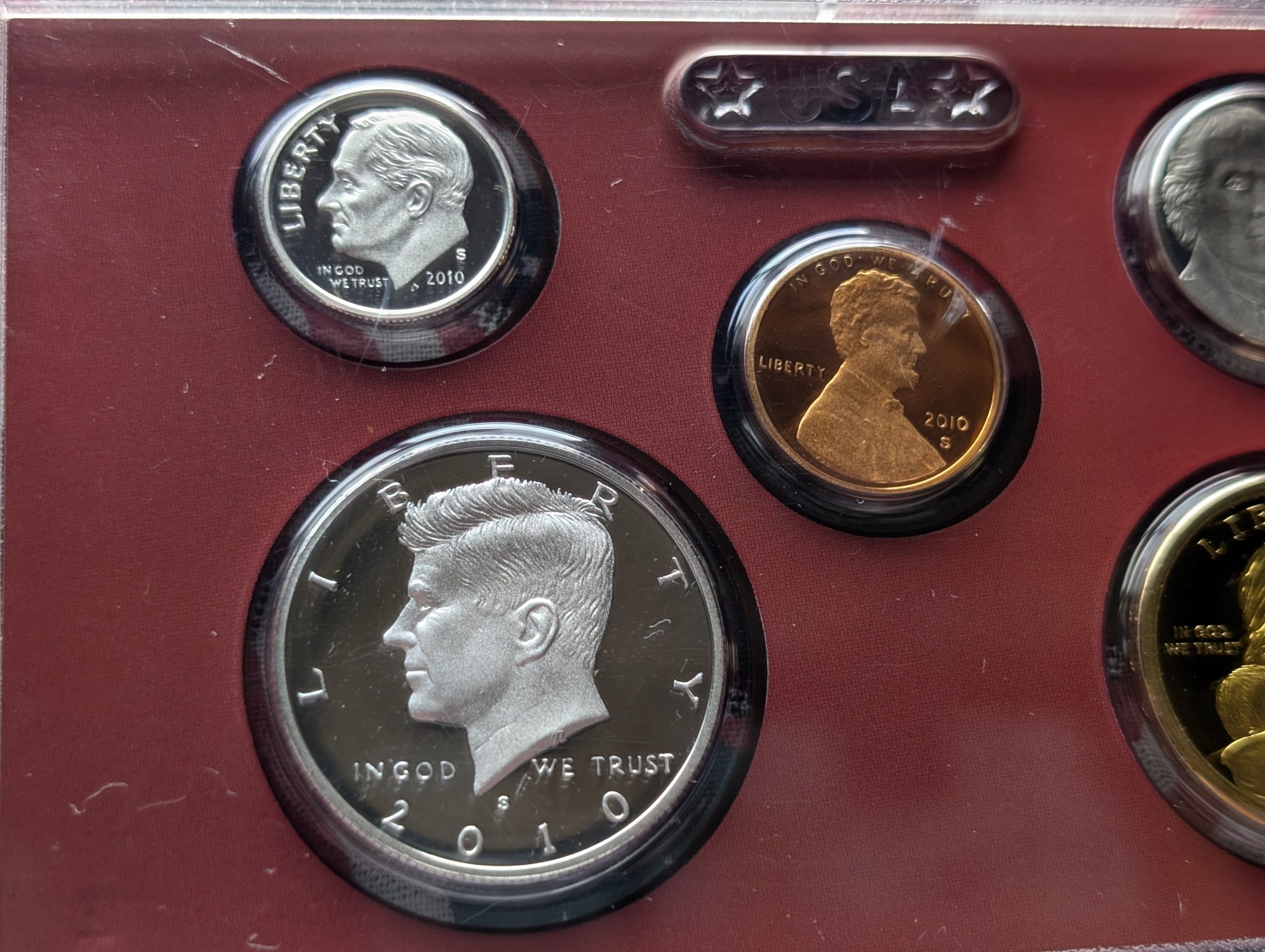 2010-S U.S. Mint Silver Proof Set in OGP, NO BOX, No Quarters - Includes (2) 90% Silver Coins