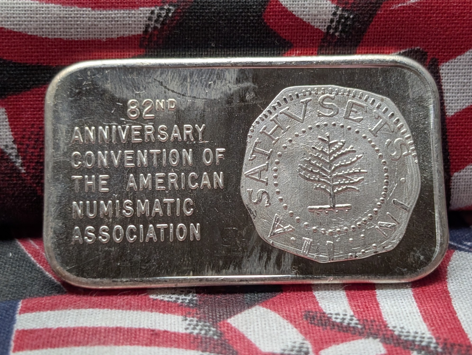 1 oz. .999 FINE SILVER Welcome to Boston - 82nd Numismatic Convention Designed Art Bar