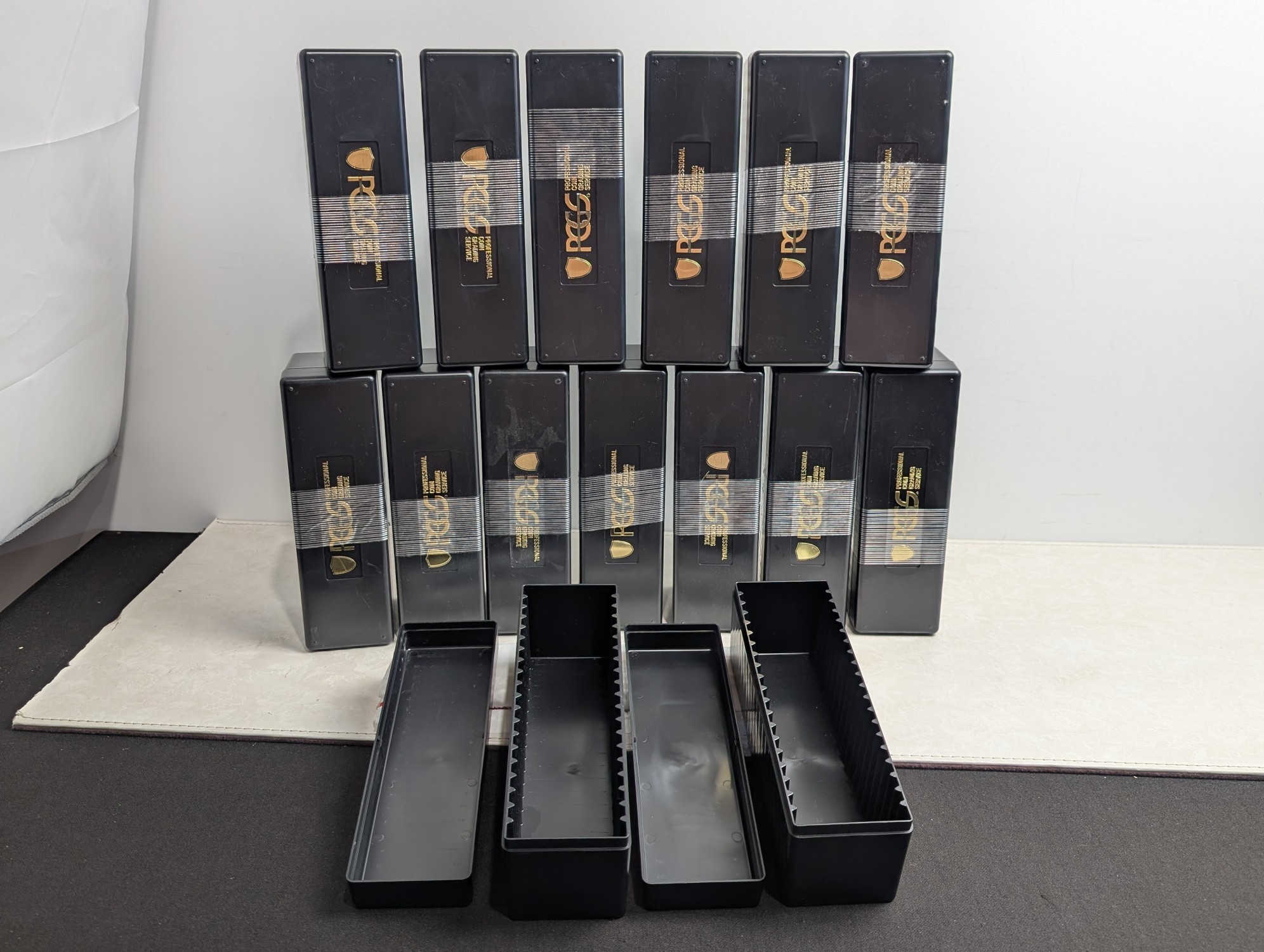 (15) *EMPTY* Black PCGS Coin Holder Boxes - No Coins!!