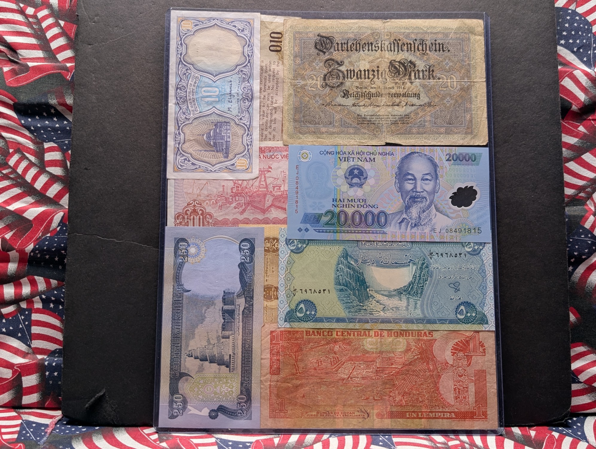 (9) Assorted World Currency Notes in Display