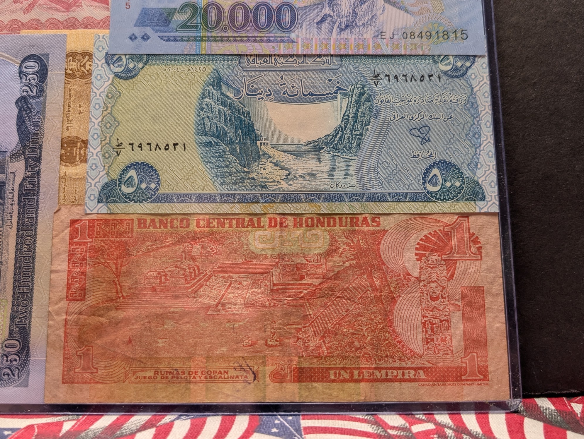 (9) Assorted World Currency Notes in Display