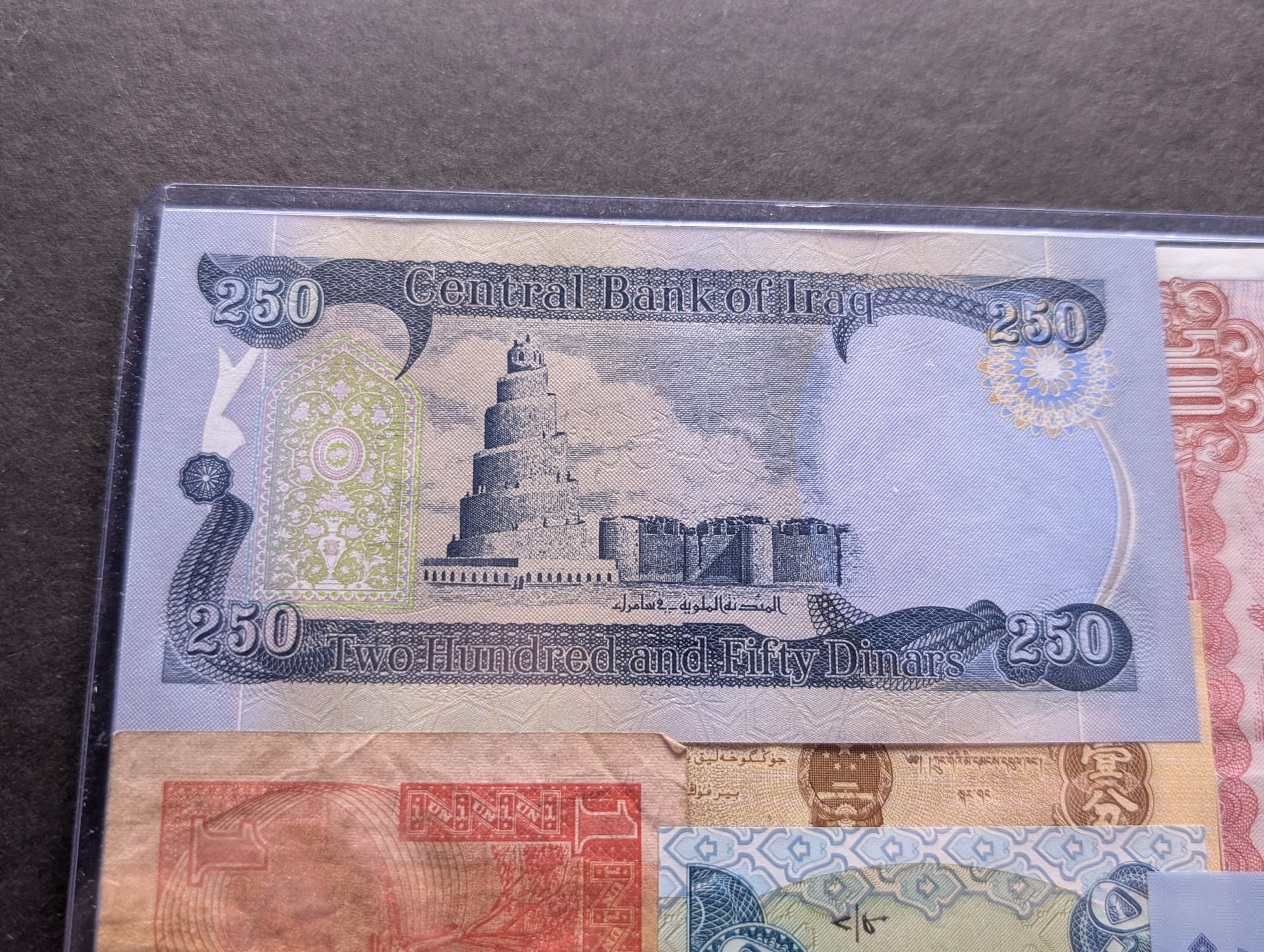 (9) Assorted World Currency Notes in Display