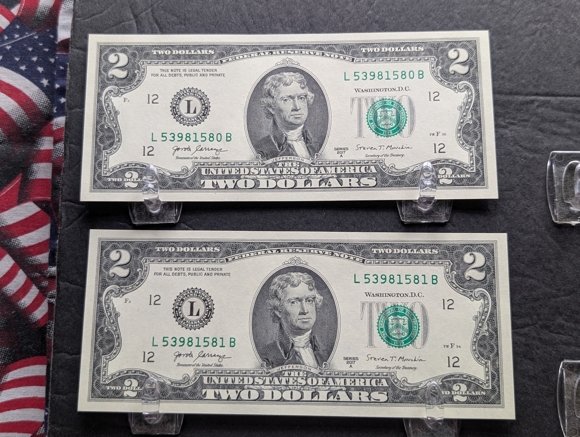 (11) 2017 A Series $2 Notes w/ Consecutive Serial #'s - ALL UNC!