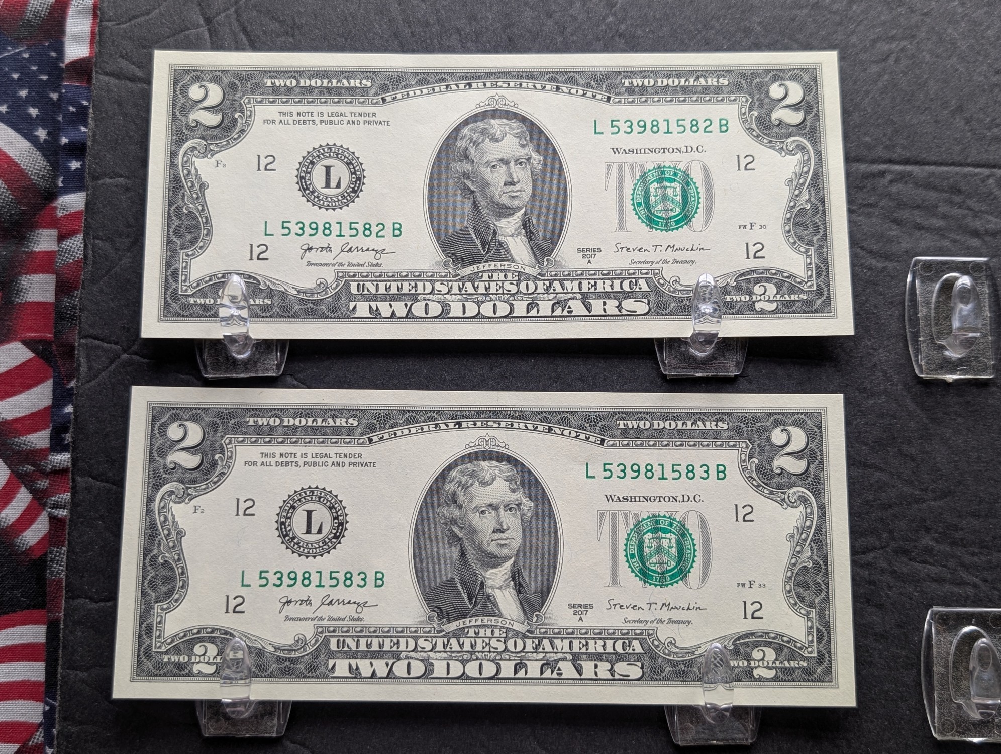(11) 2017 A Series $2 Notes w/ Consecutive Serial #'s - ALL UNC!
