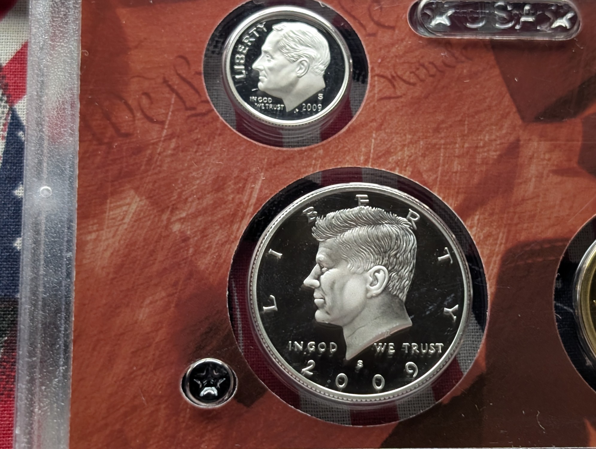 2009-S U.S. Mint Silver Proof Set in OGP, NO BOX, No Quarters - Includes (2) 90% Silver Coins