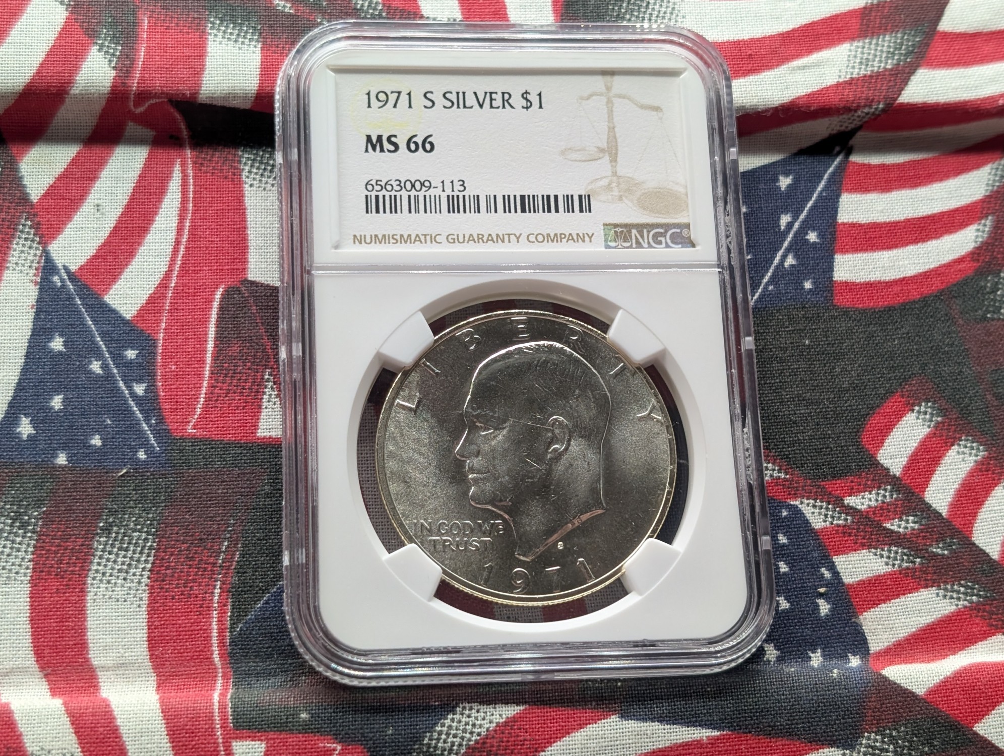 1971-S Eisenhower 40% Silver Dollar - NGC MS66