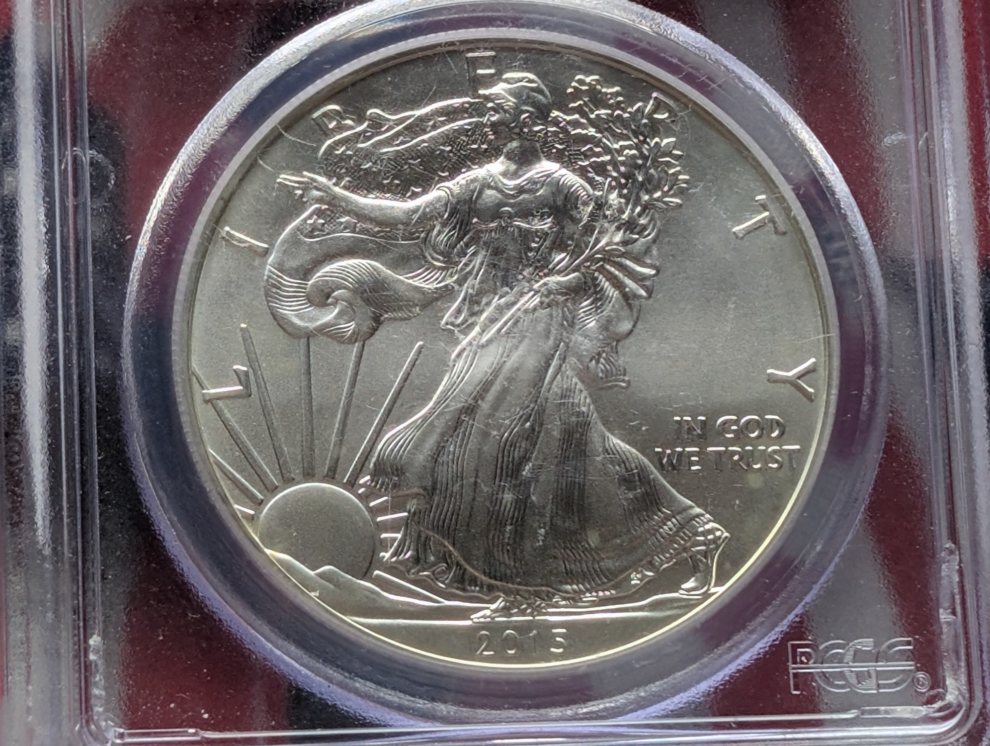 2015 American Silver Eagle 1 Troy Oz. .999 Silver - PCGS MS70 - First Strike in John M. Mercanti Signature Case