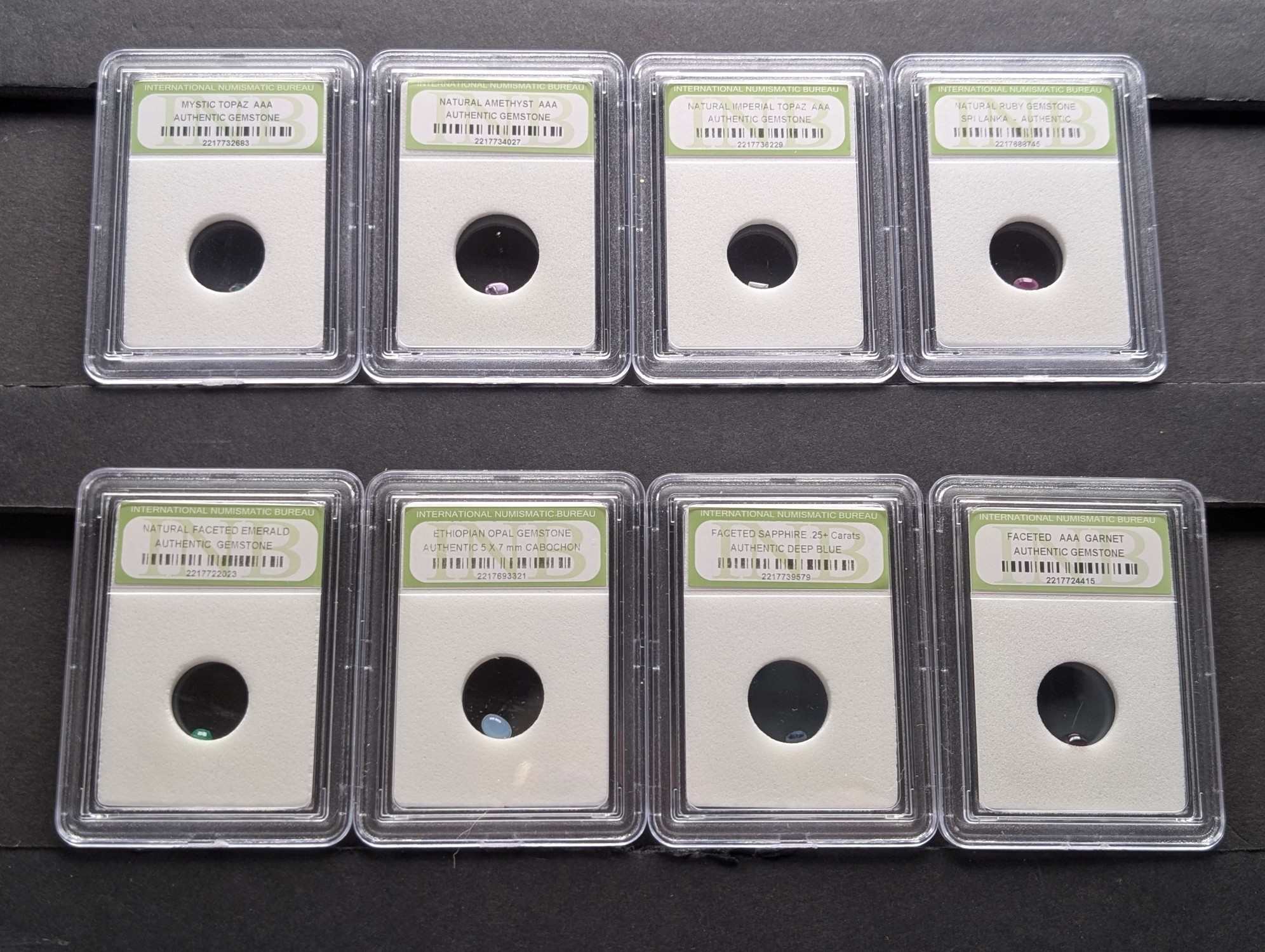 (8) Various Authentic Gemstones - Slabbed International Numismatic Bureau