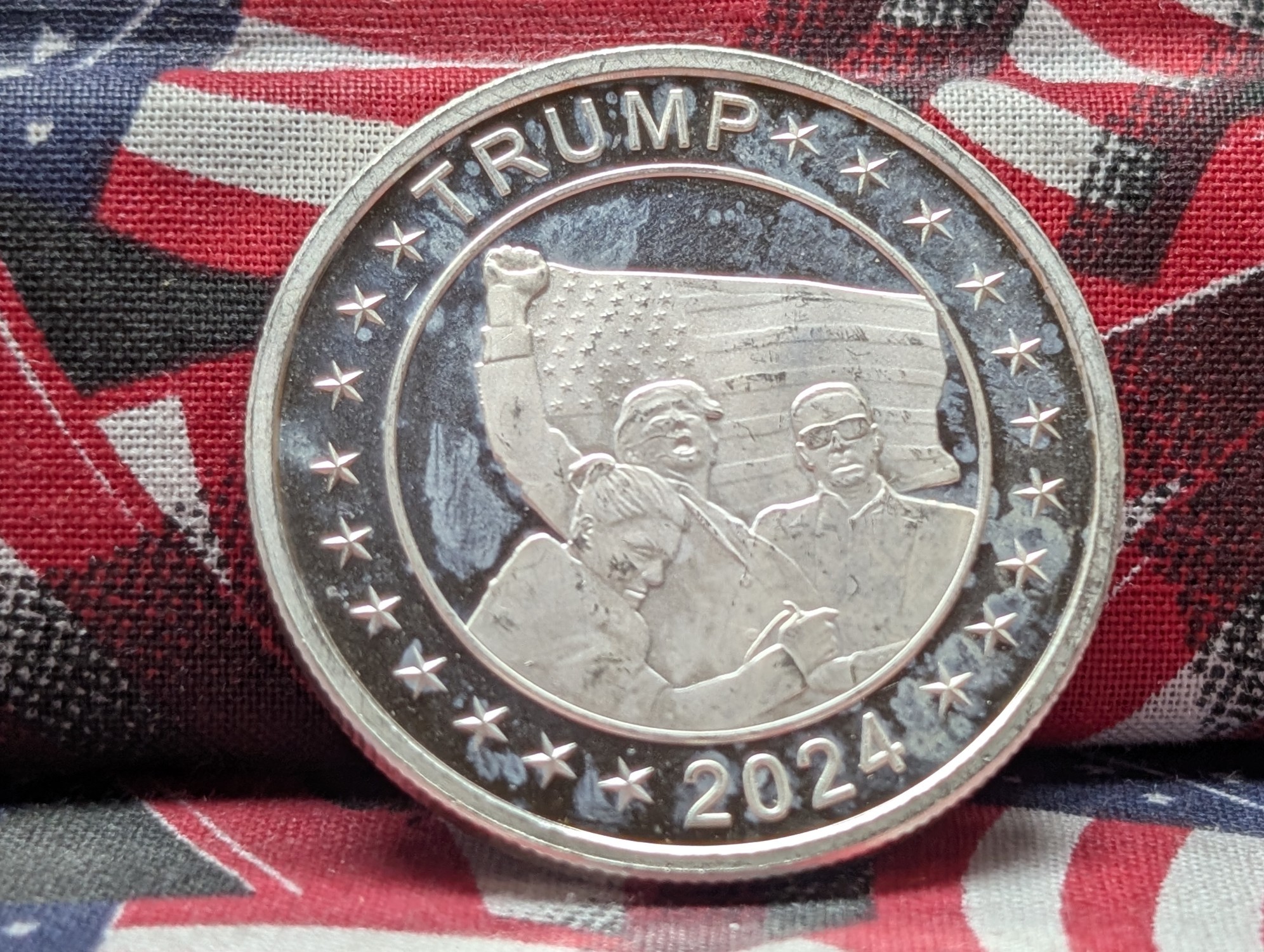 1 Troy Oz. .999 FINE SILVER 2024 Trump Designed Round