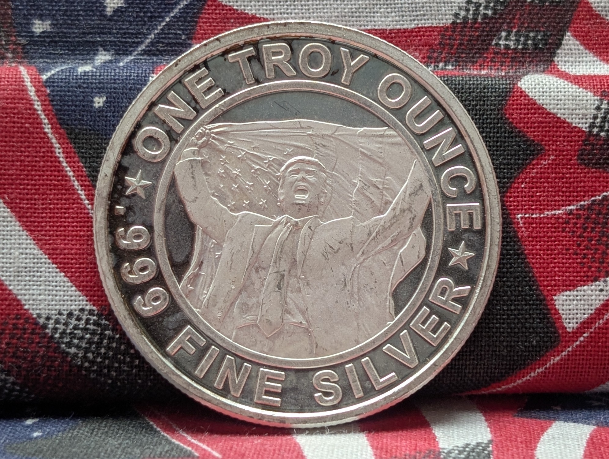 1 Troy Oz. .999 FINE SILVER 2024 Trump Designed Round