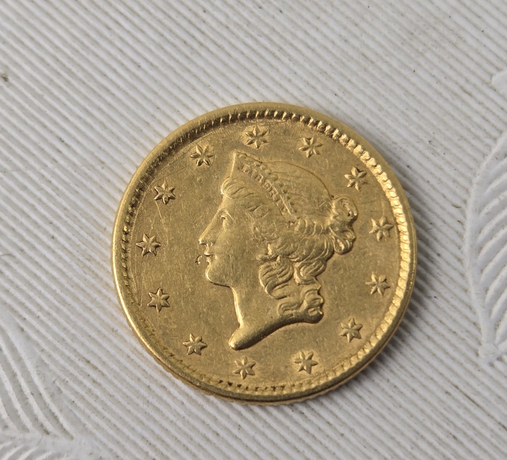 1851 Type 1 Liberty Head 90% GOLD Dollar - AU