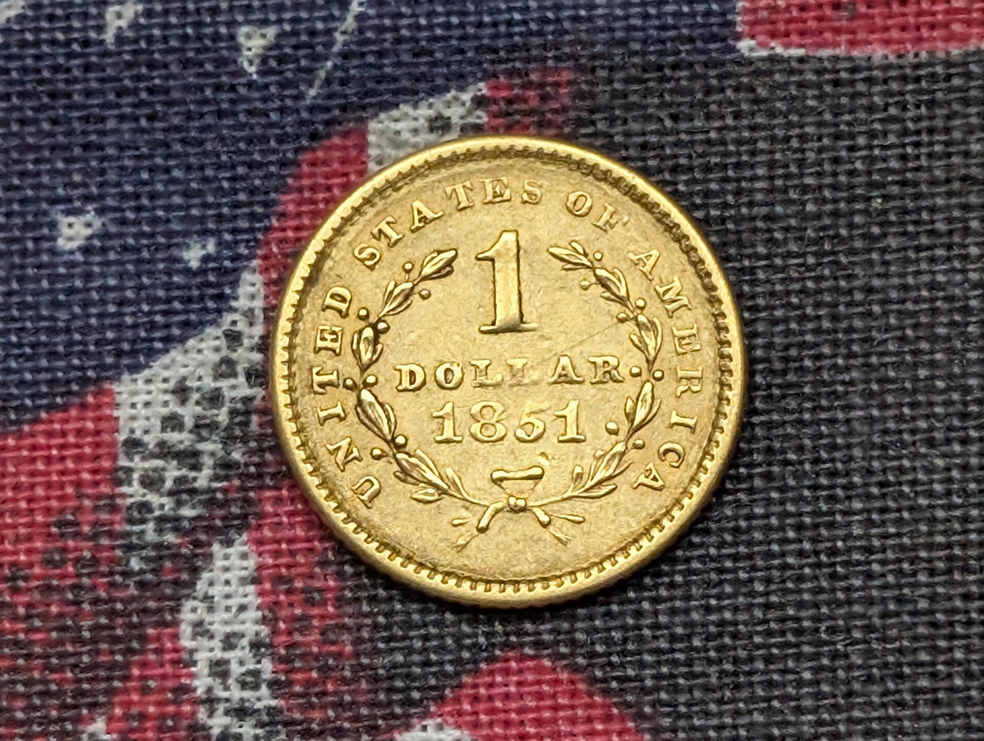 1851 Type 1 Liberty Head 90% GOLD Dollar - AU