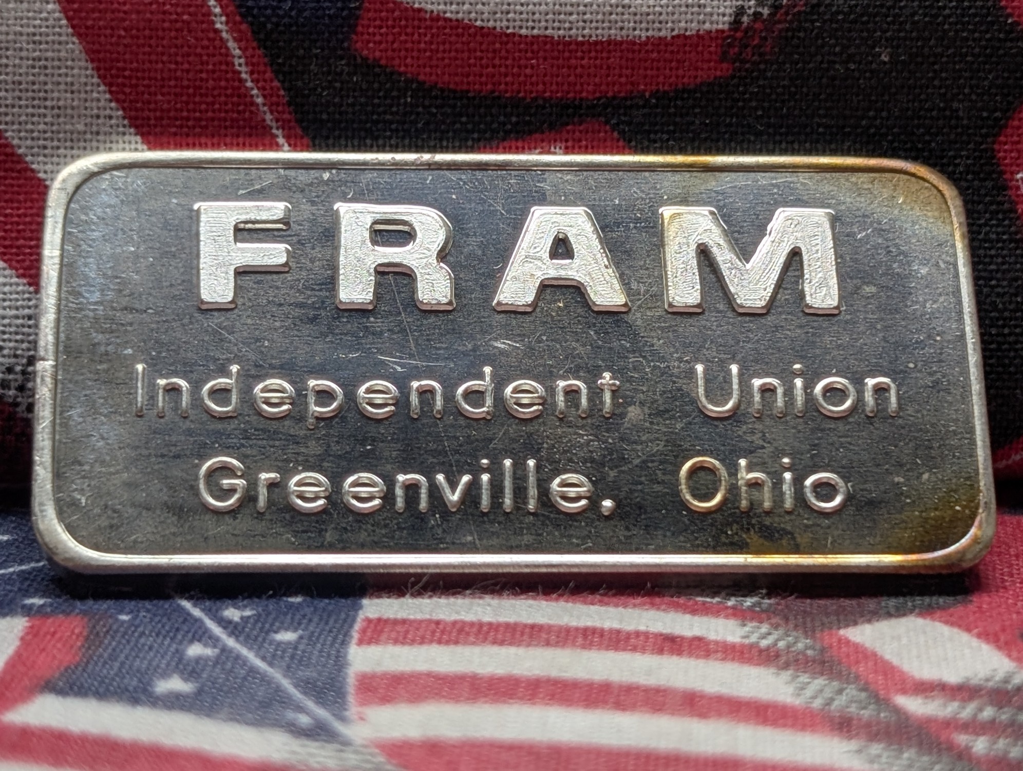 1 oz. .999 FINE SILVER Fram Independent Union Designed Art Bar