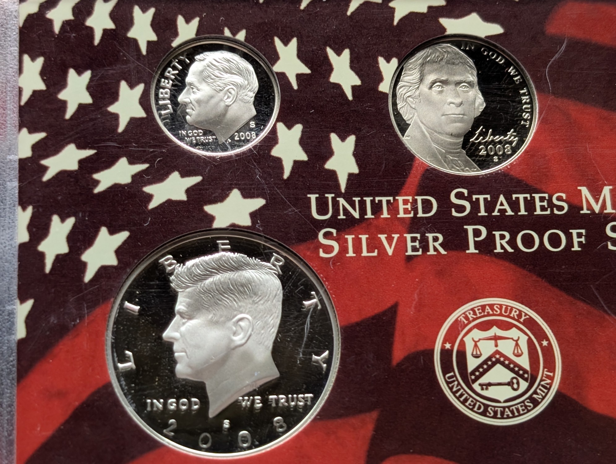 2008-S U.S. Mint Silver Proof Set in OGP, NO BOX - No State Quarters - Includes (2) 90% Silver Coins