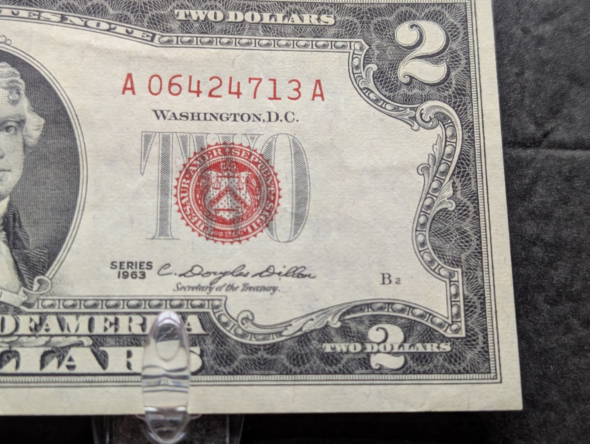 (5) 1963 Series $2 RED SEAL Banknotes