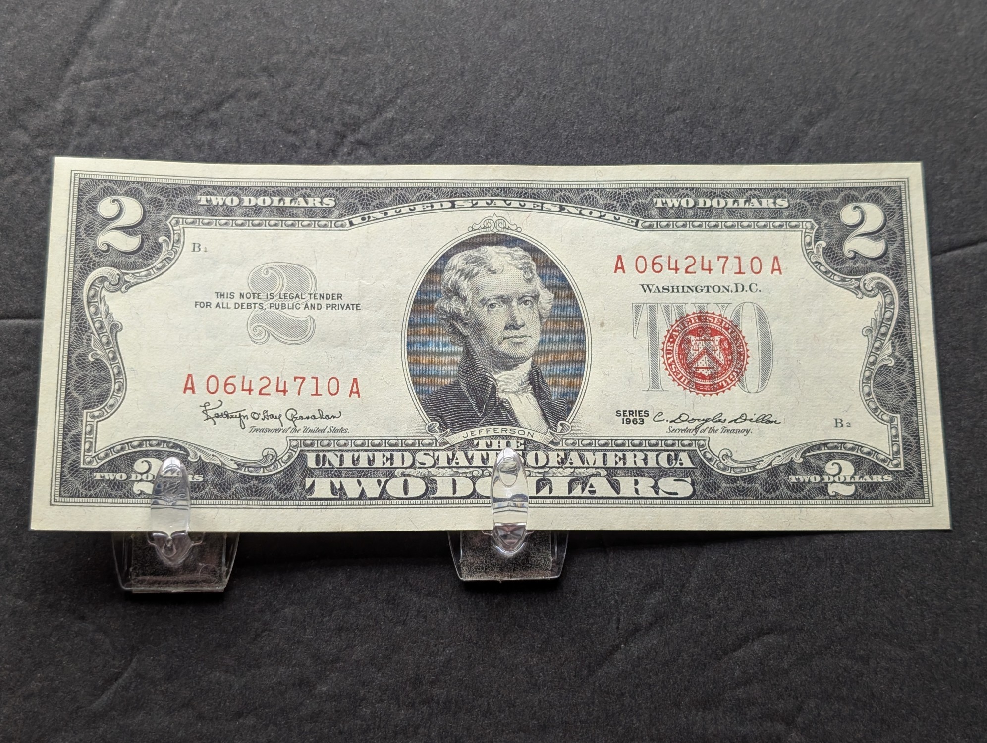 (5) 1963 Series $2 RED SEAL Banknotes