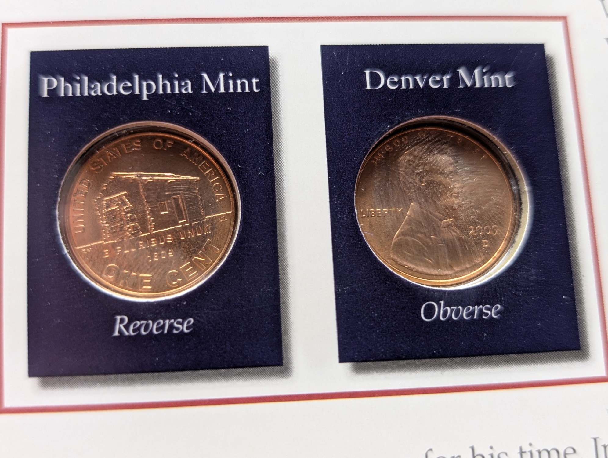 2009-P&D Lincoln Bicentennial (Early Years) Cent in Info Display Card - UNC