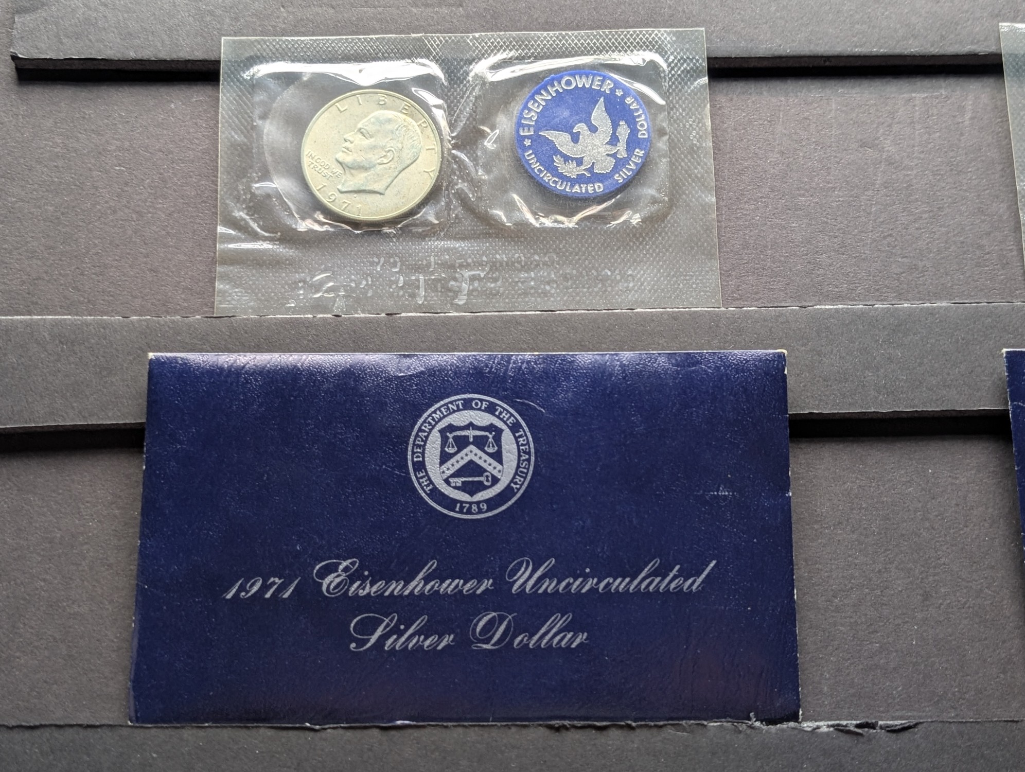(2) 1971-S Eisenhower 40% Silver Uncirculated Blue Pack Dollars