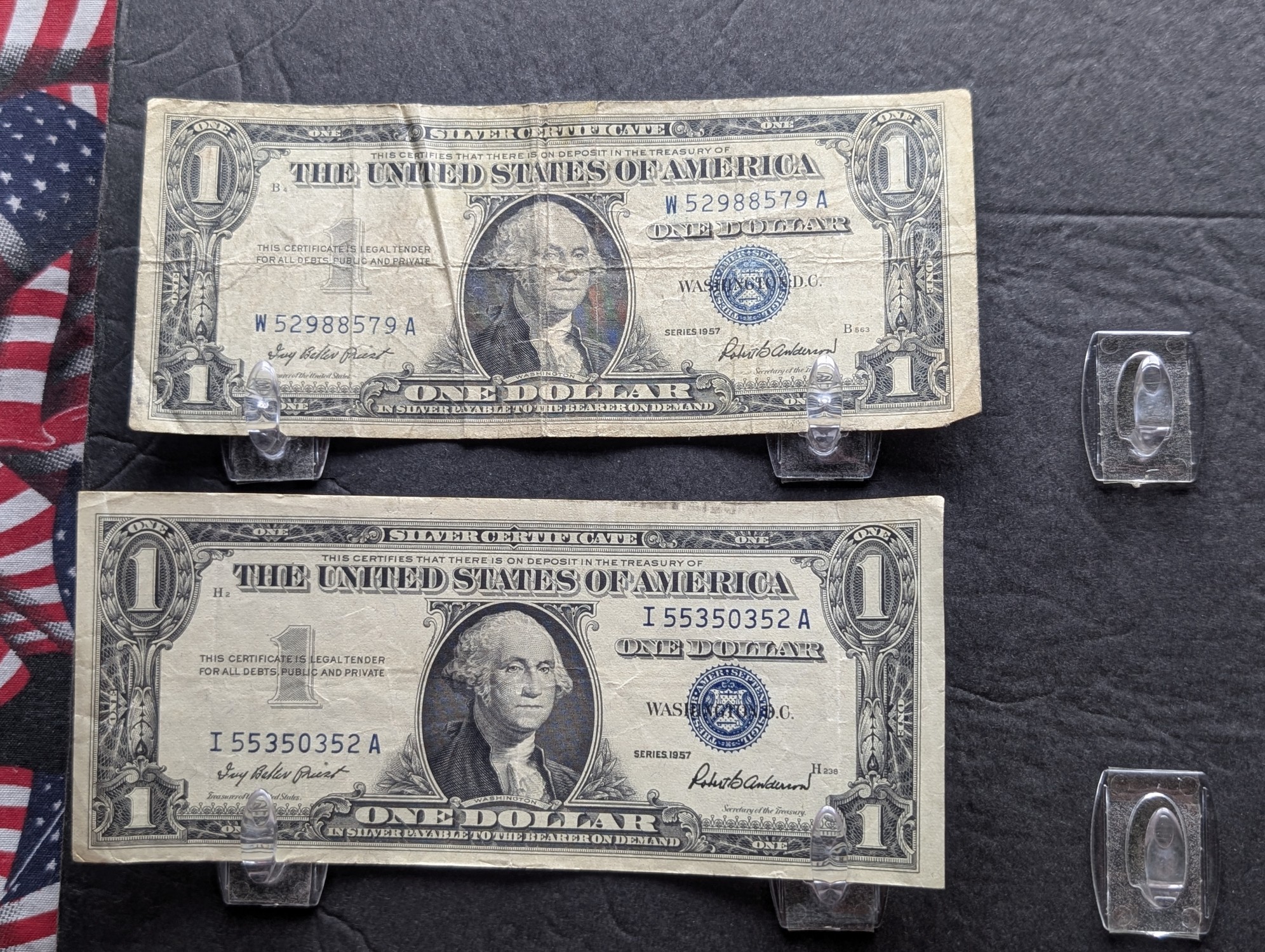 (4) 1957, (3) 1957 A, & (3) 1957 B $1 Silver Certificates