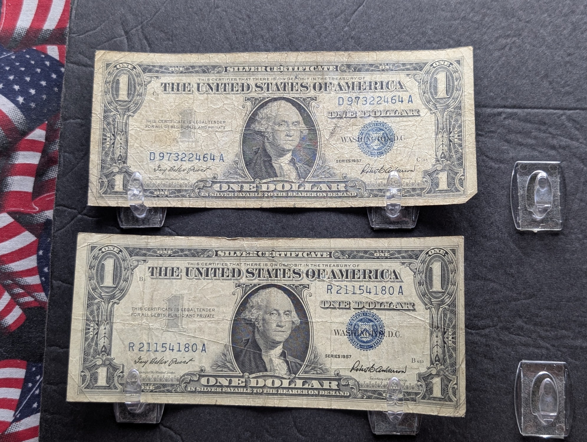 (4) 1957, (3) 1957 A, & (3) 1957 B $1 Silver Certificates