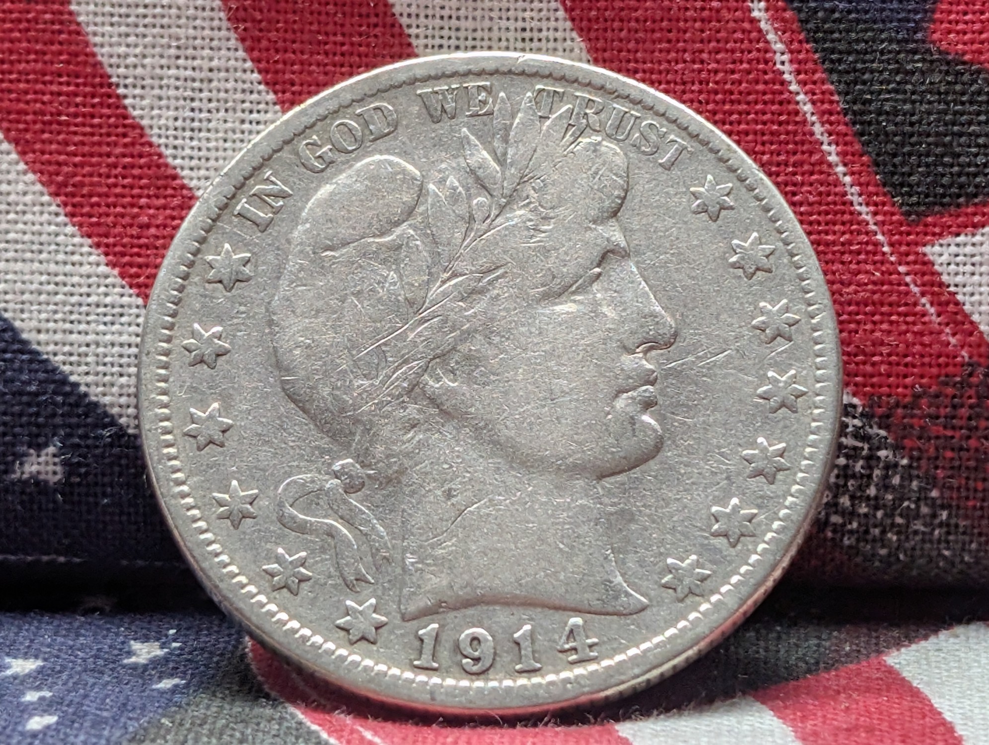 1914-S Barber 90% Silver Half Dollar - VF