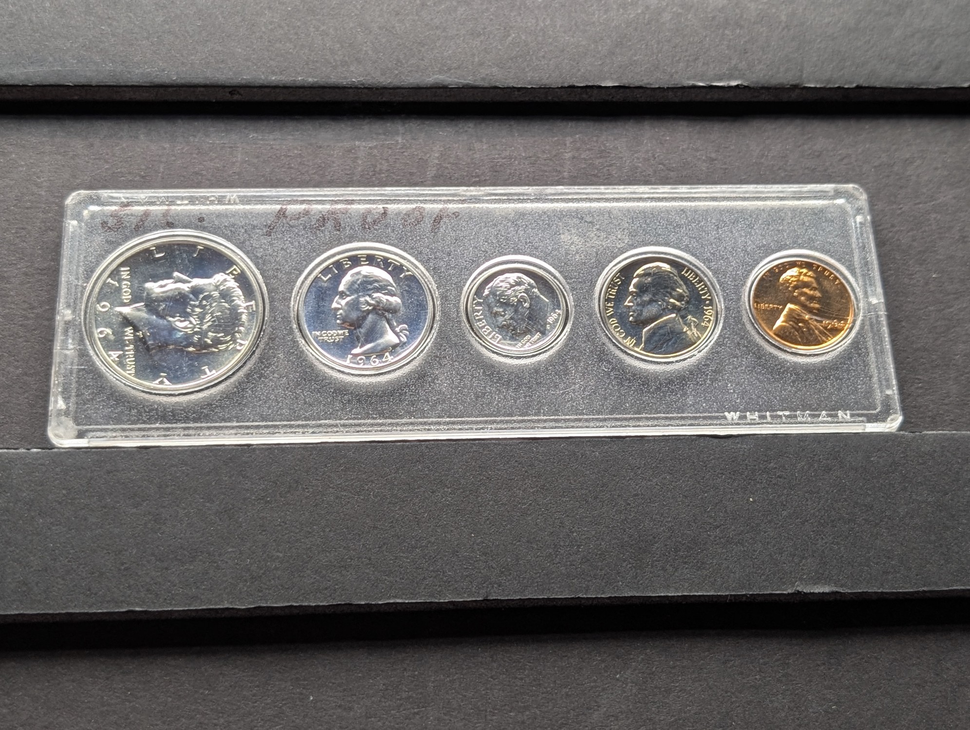 1964 United States Proof Set in Whitman Plastic Sleeve - Includes (3) 90% Silver Coins