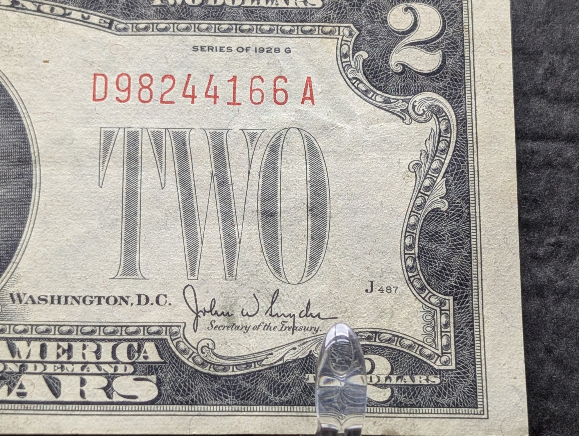 1928 D & 1928 G $2 Red Seal Notes - Avg. and Crisp Uncirculated
