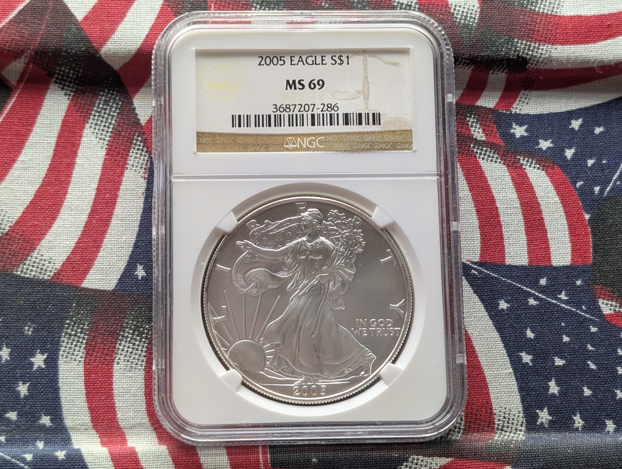 2005 American Silver Eagle 1 Troy Oz. .999 Fine Silver NGC MS69
