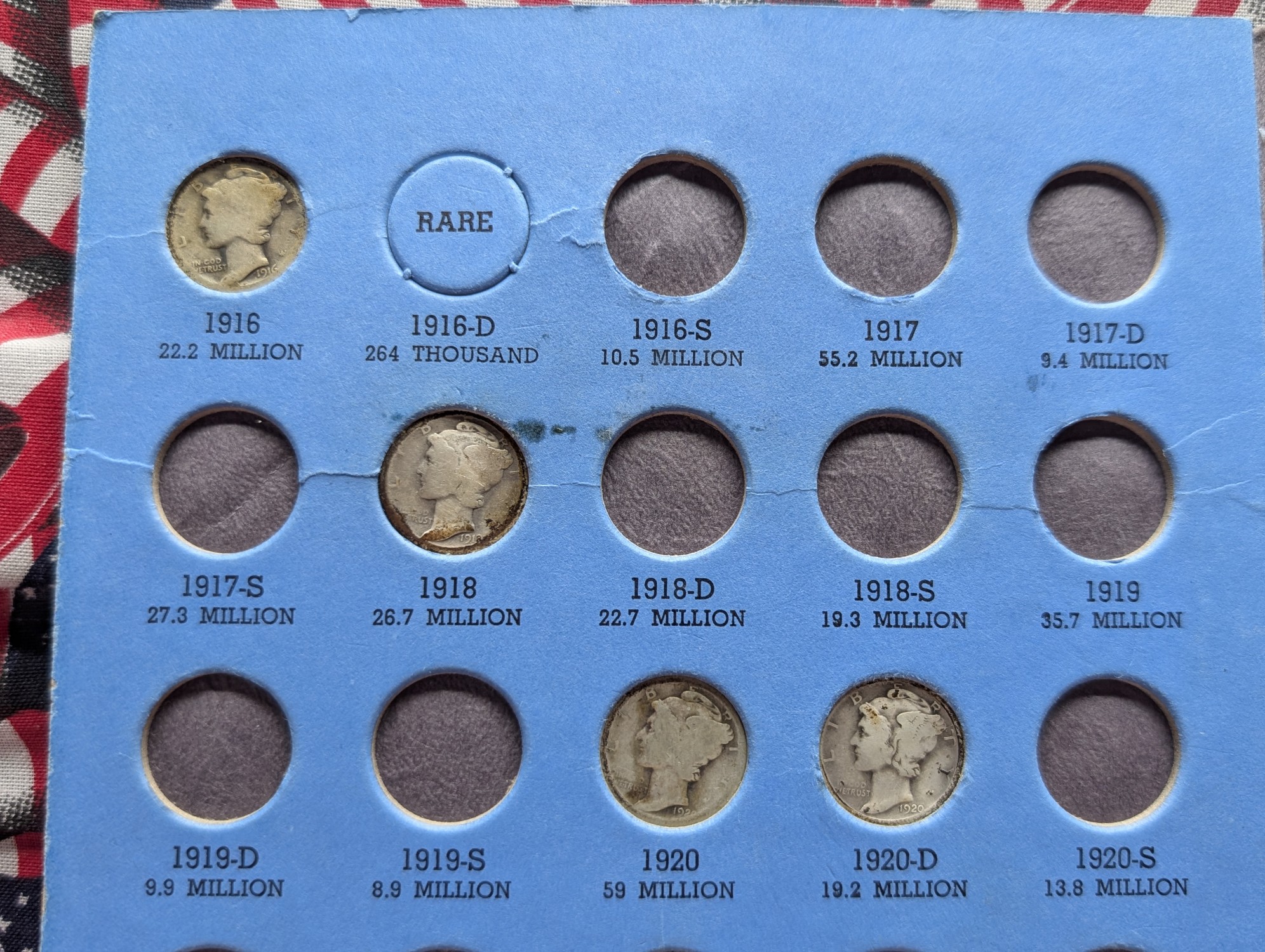 Whitman Blue Folder Mercury Dime Starter Set (30 Coins) - All 90% Silver