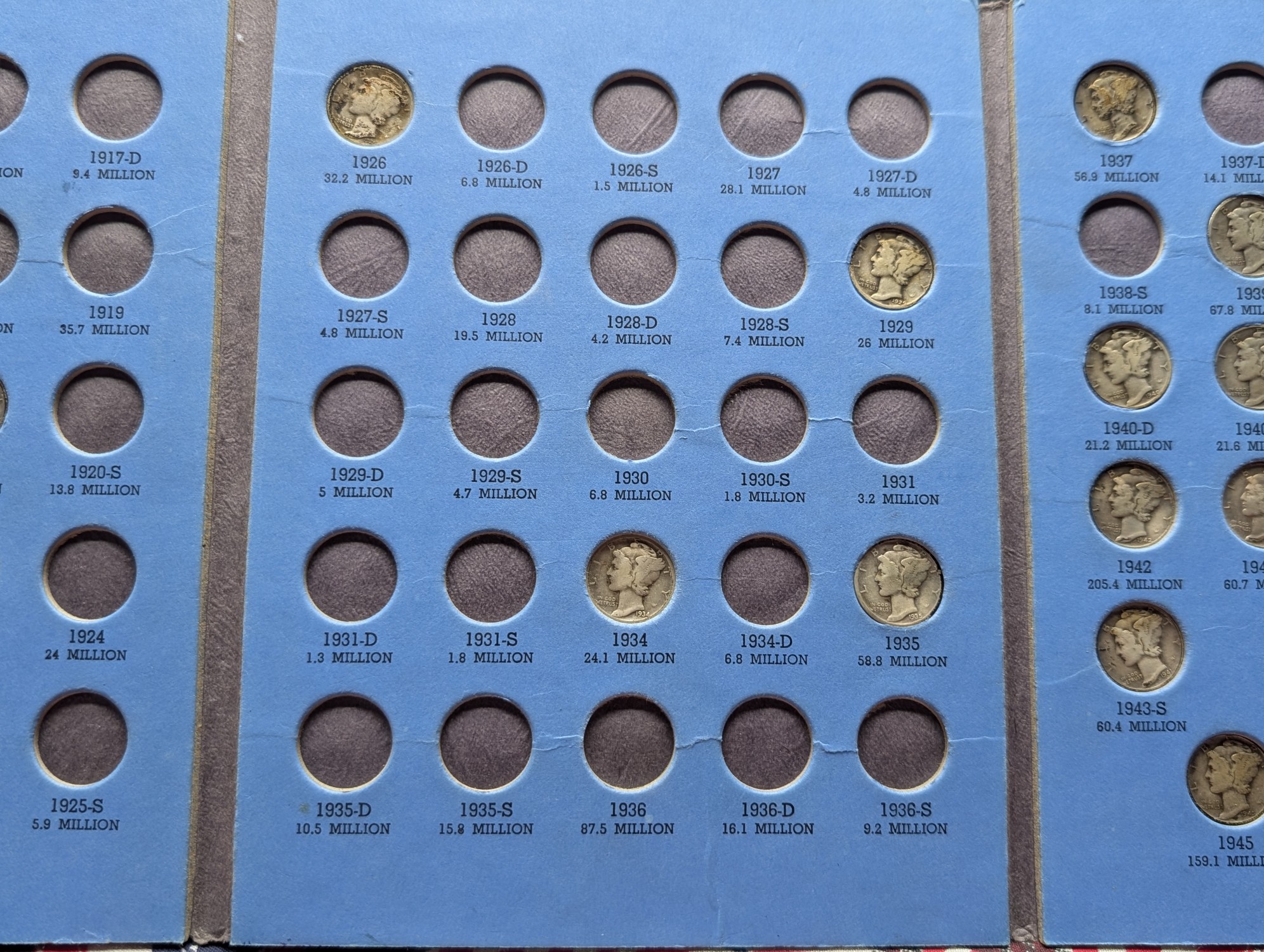 Whitman Blue Folder Mercury Dime Starter Set (30 Coins) - All 90% Silver