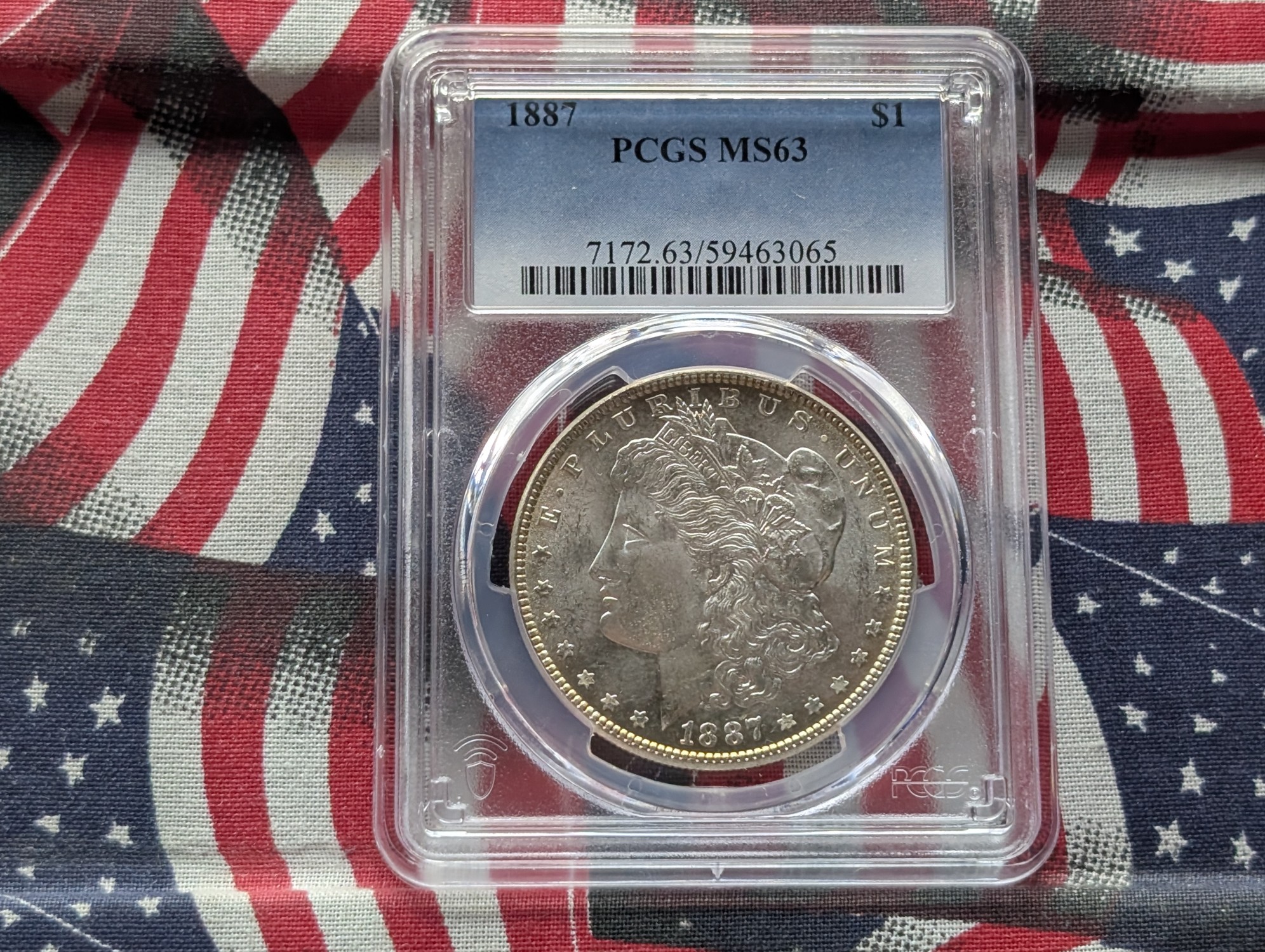 1887 Morgan 90% Silver Dollar PCGS MS63