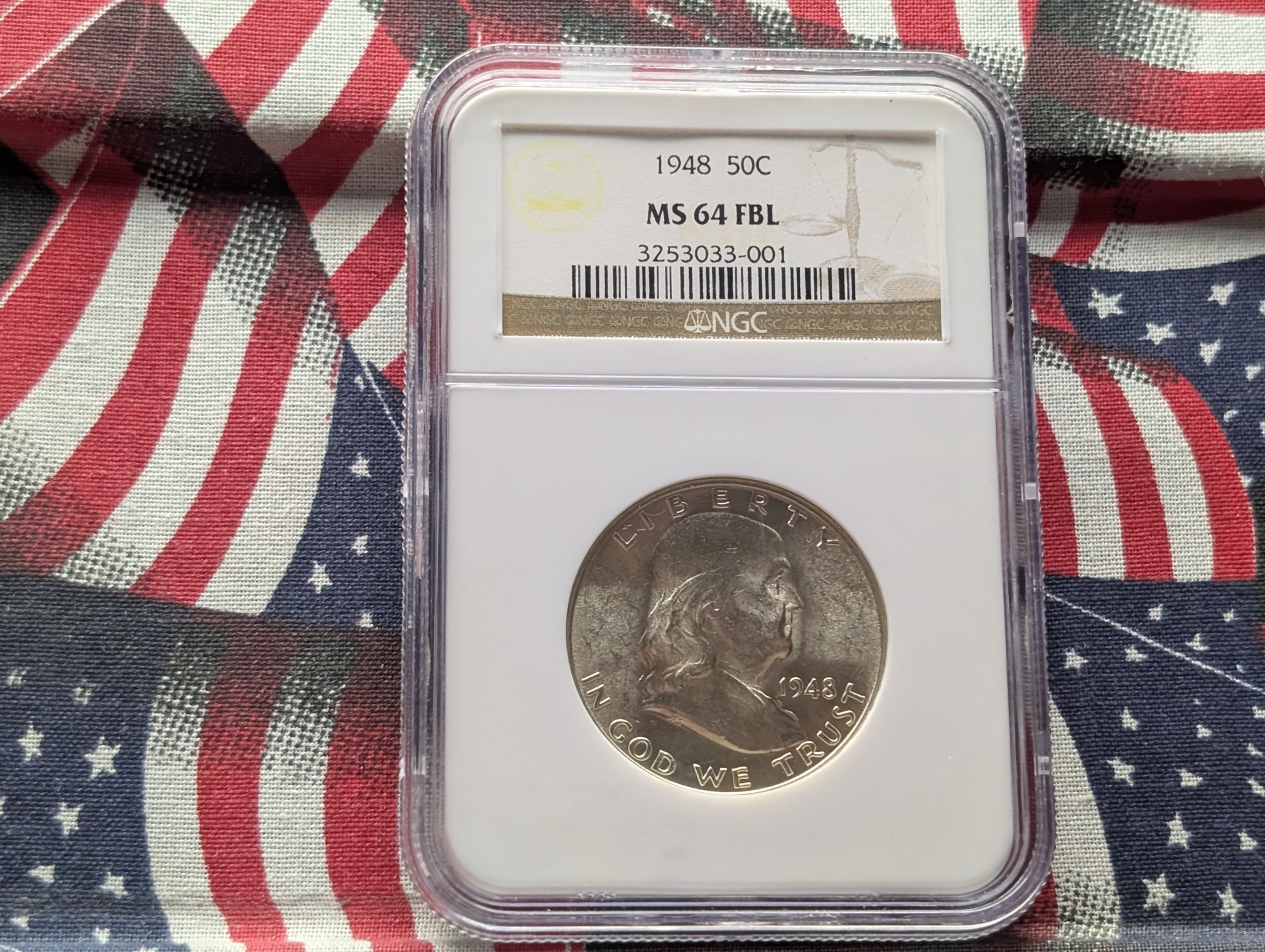 1948 Franklin 90% Silver Half Dollar NGC MS64 FBL - First Year