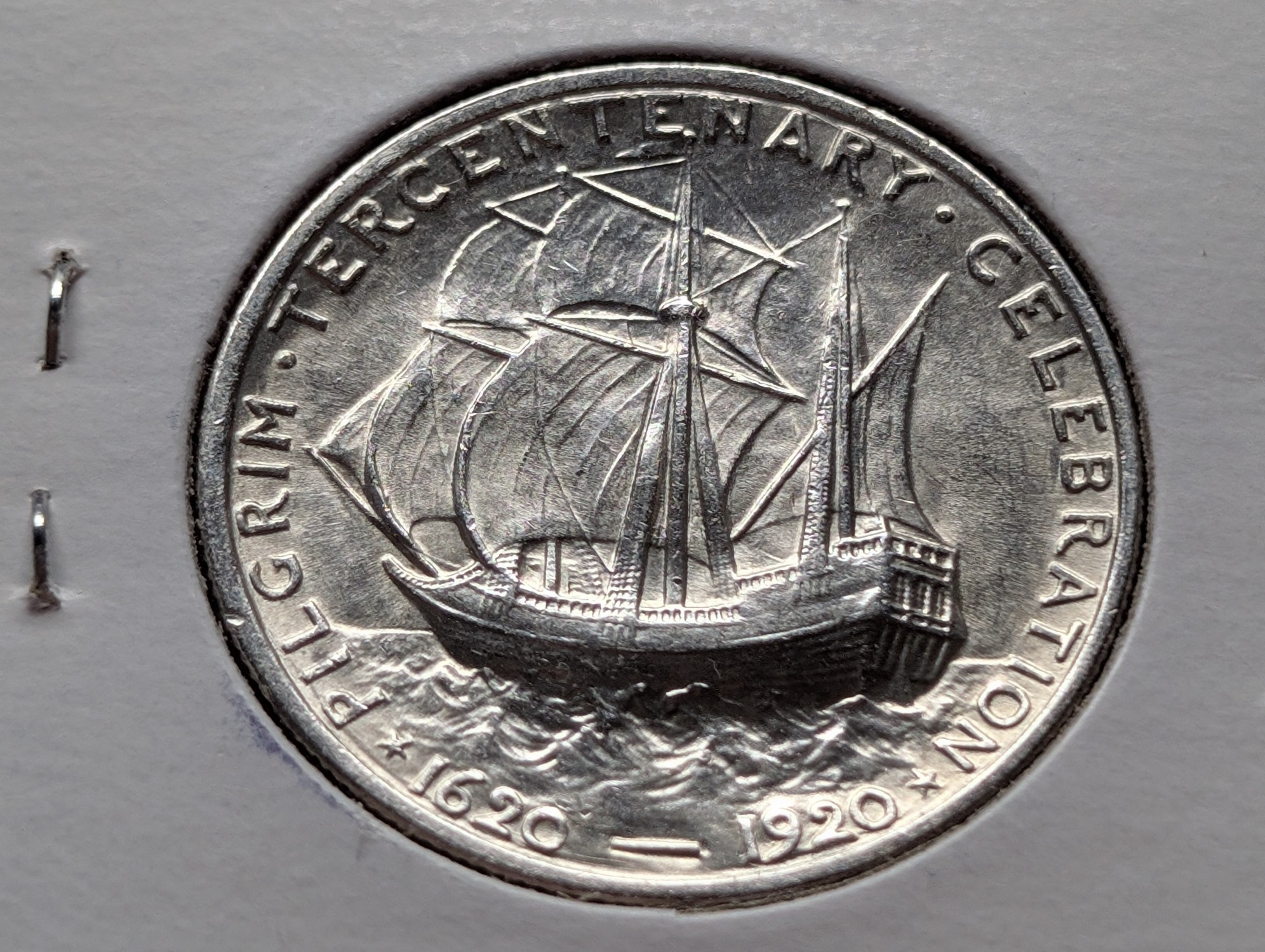 1920 Pilgrim Tercentenary Celebration Commemorative 90% Silver Half Dollar - BU