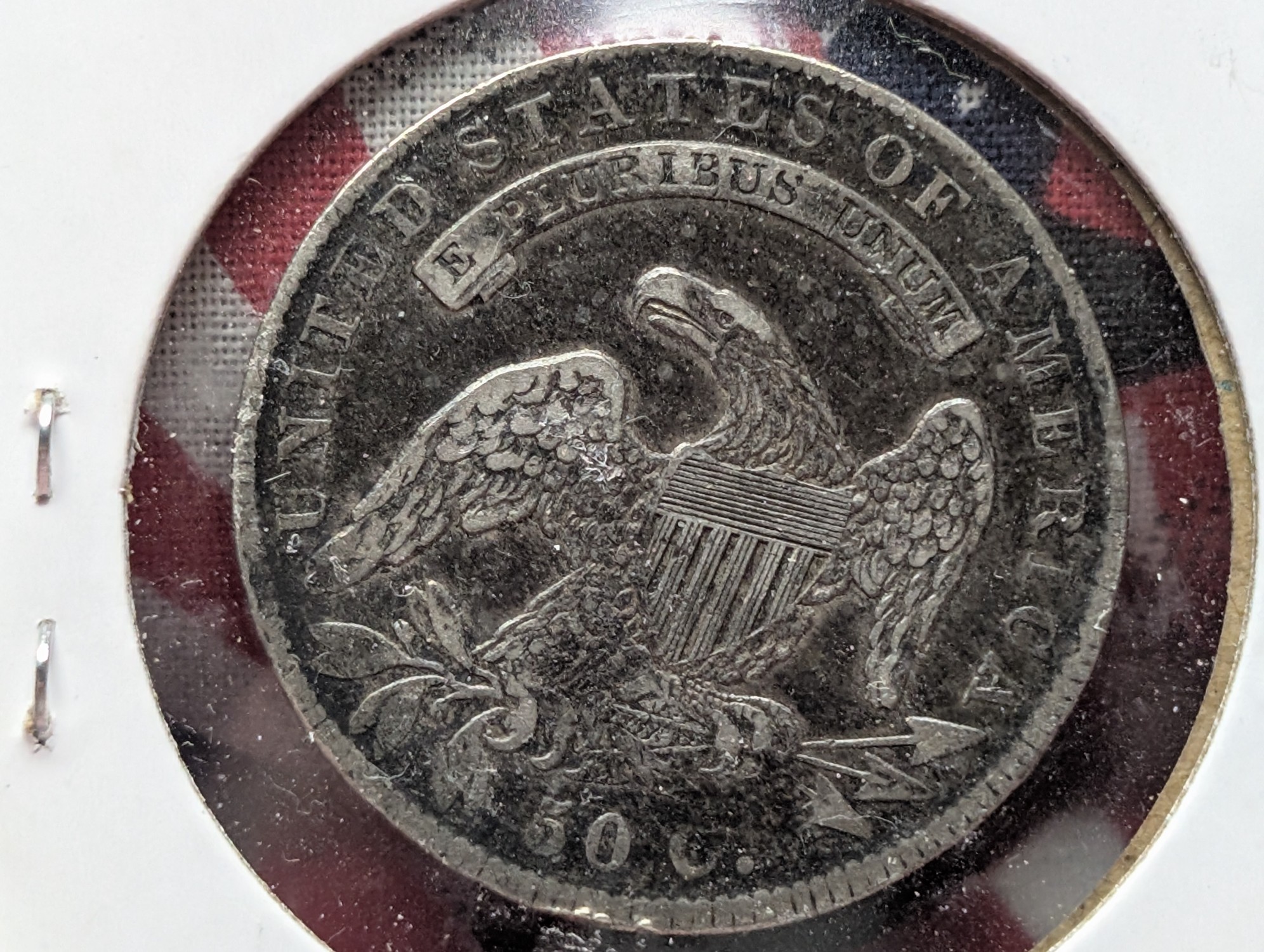 1836 Capped Bust Silver Half Dollar - VF+ Dark