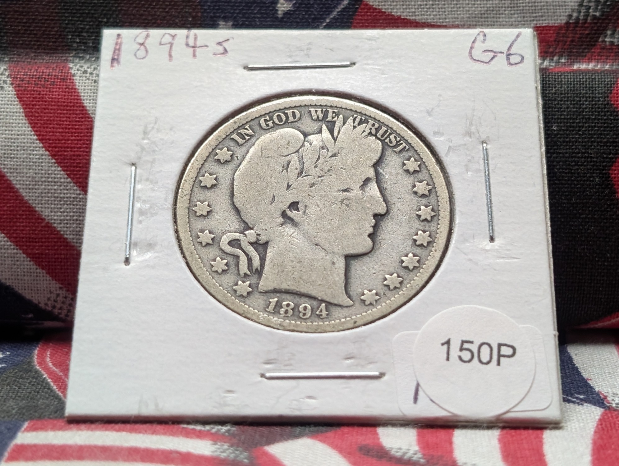 1894-S Barber 90% Silver Half Dollar - G