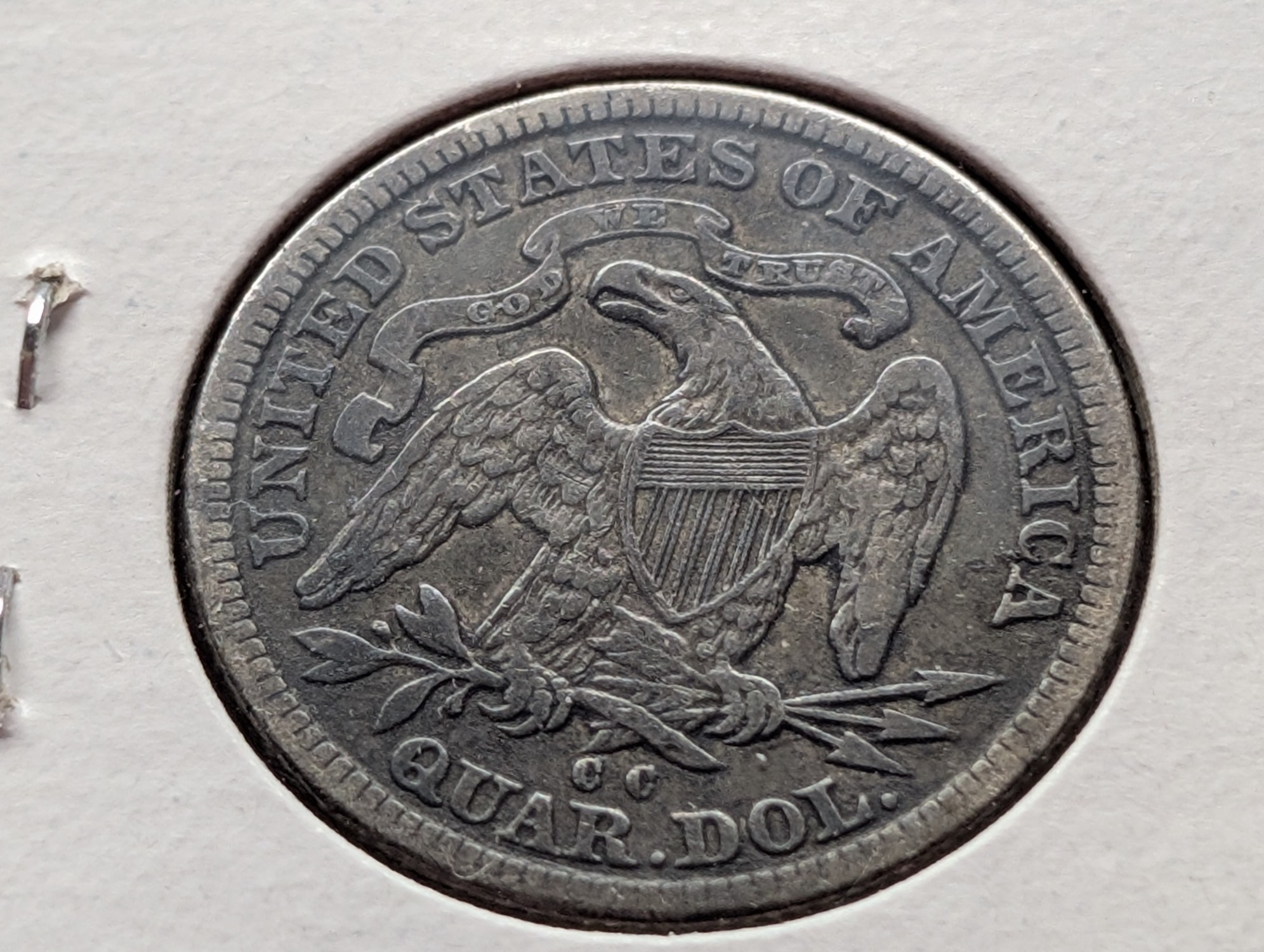 1877-CC Seated Liberty 90% Silver Quarter - VF