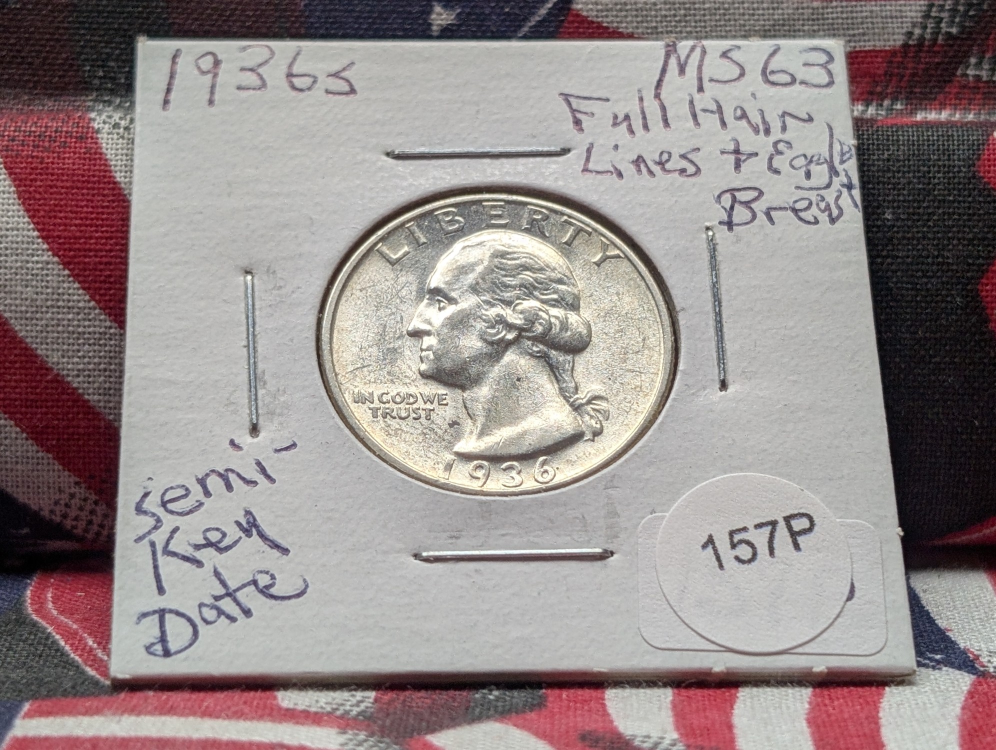 1936-S Washington 90% Silver Quarter - MS, Semi Key Date