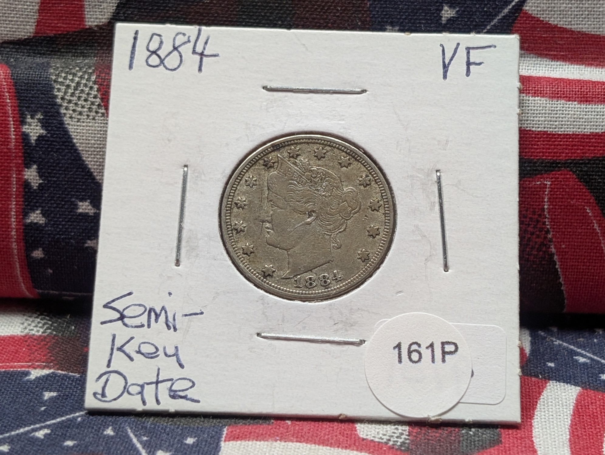1884 Liberty Head V Nickel - VF, Second Year, Semi Key Date