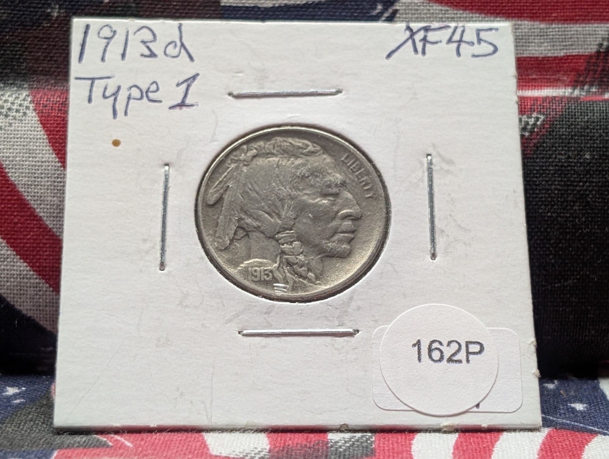 1913-D Type 1 Indian Head Buffalo Nickel - XF, Bold Date, Full Horn