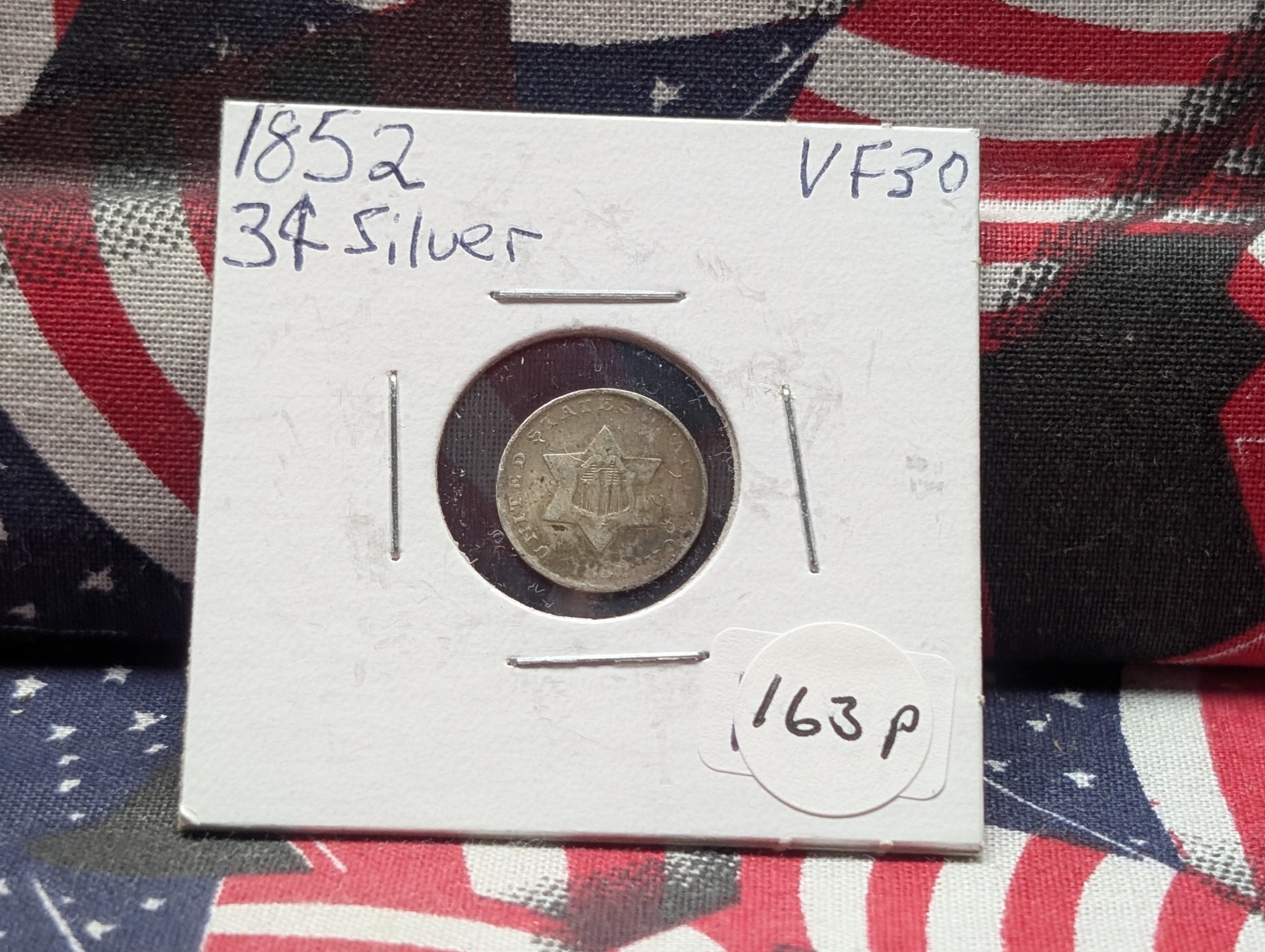1852 Three Cent Silver - 75% Silver - VF