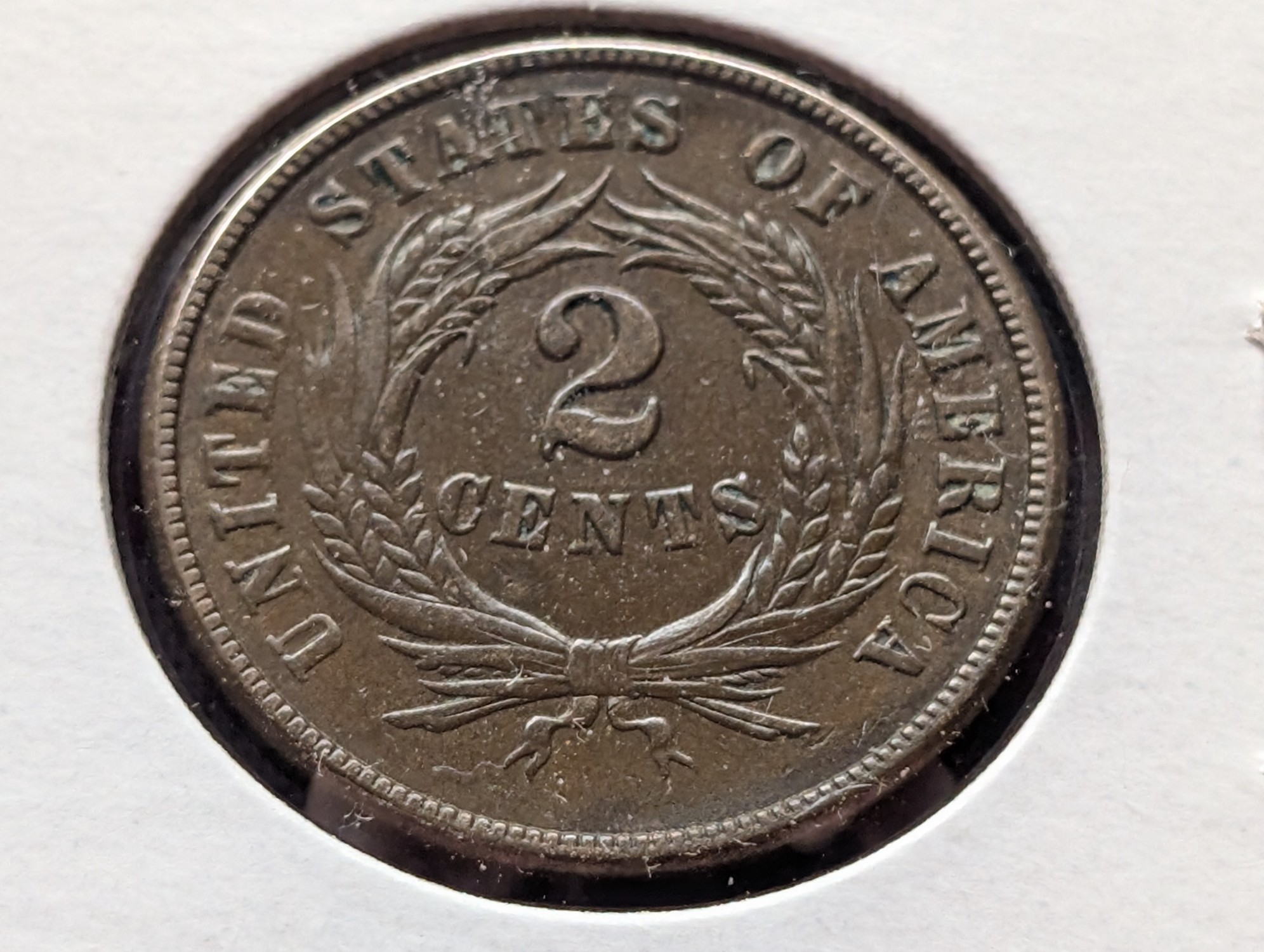 1865 Two Cent Piece - XF, Bold "We"