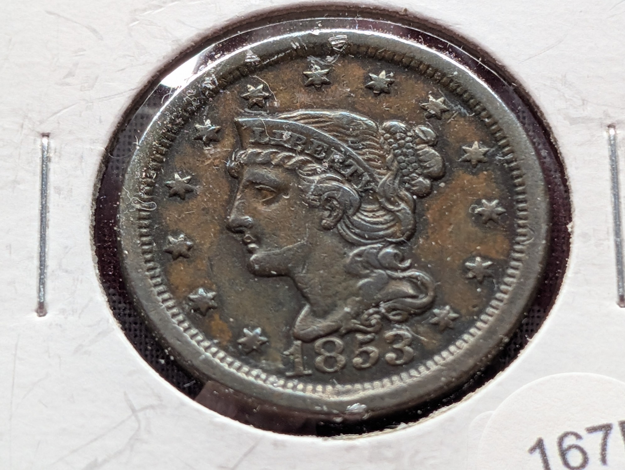 1853 Braided Hair Large Cent - VF
