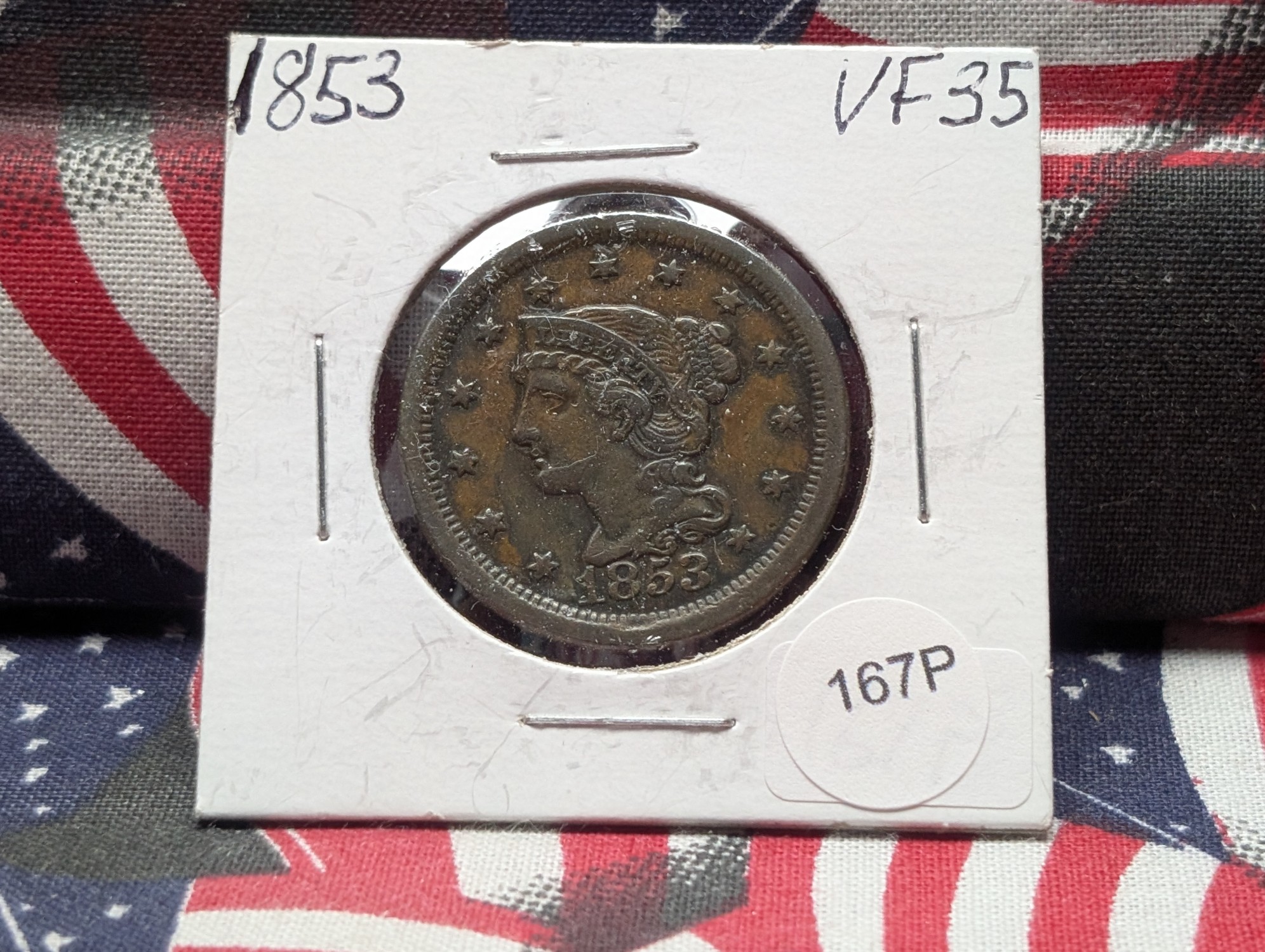 1853 Braided Hair Large Cent - VF