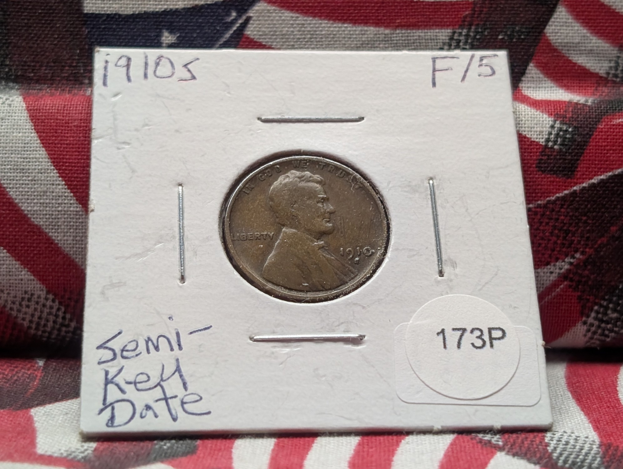 1910-S Lincoln Wheat Cent - F, Semi Key Date