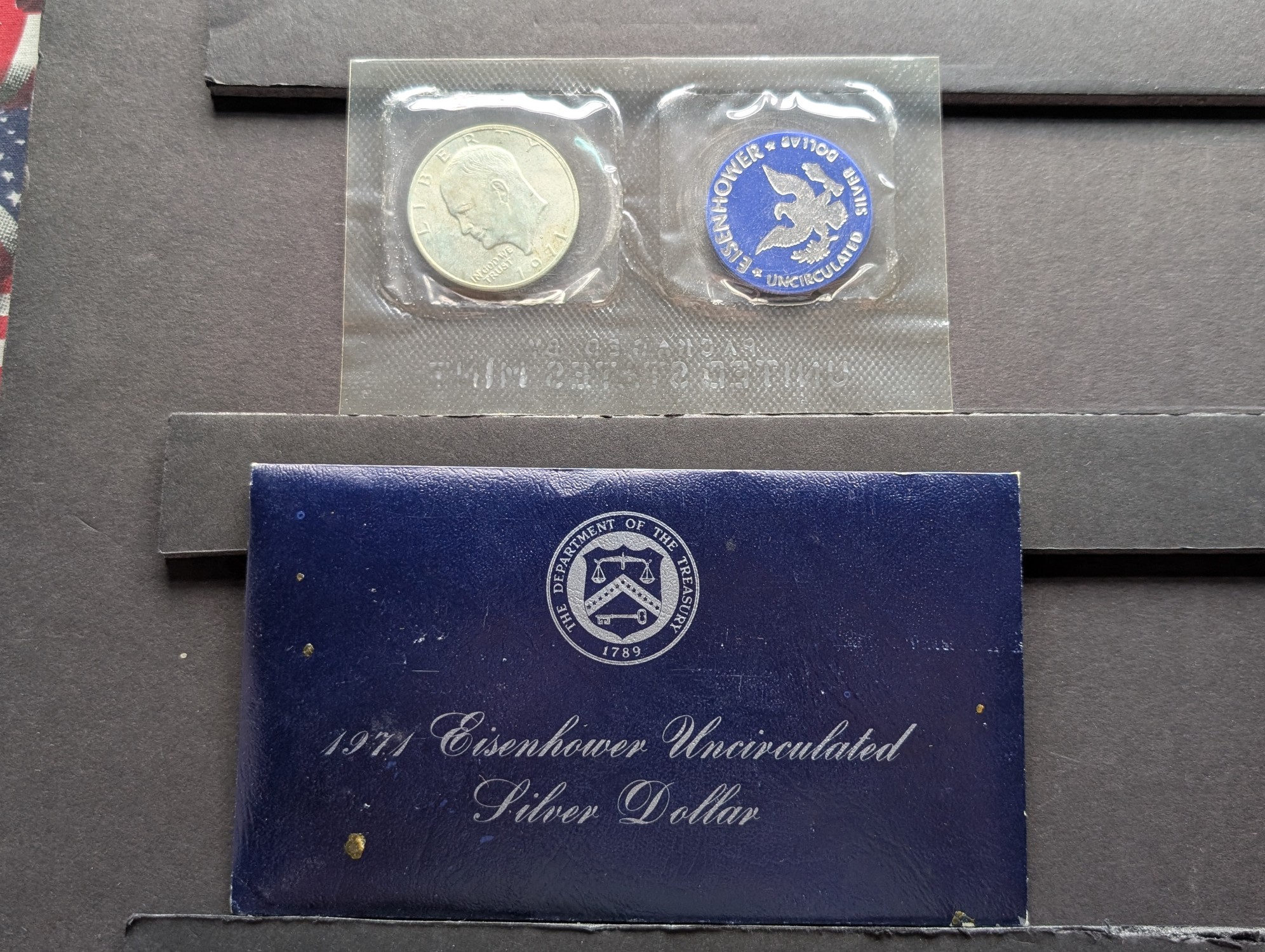 (2) 1971-S Eisenhower 40% Silver Uncirculated Blue Pack Dollars