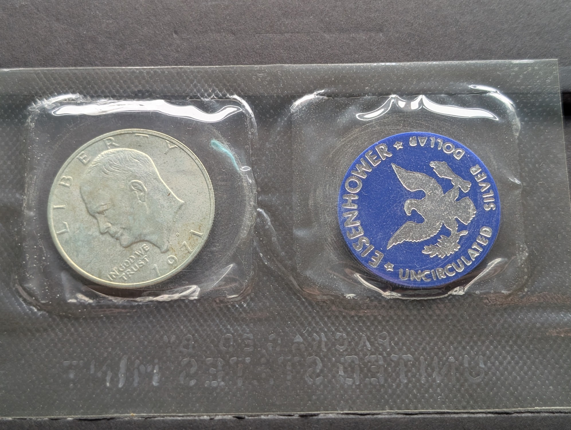 (2) 1971-S Eisenhower 40% Silver Uncirculated Blue Pack Dollars