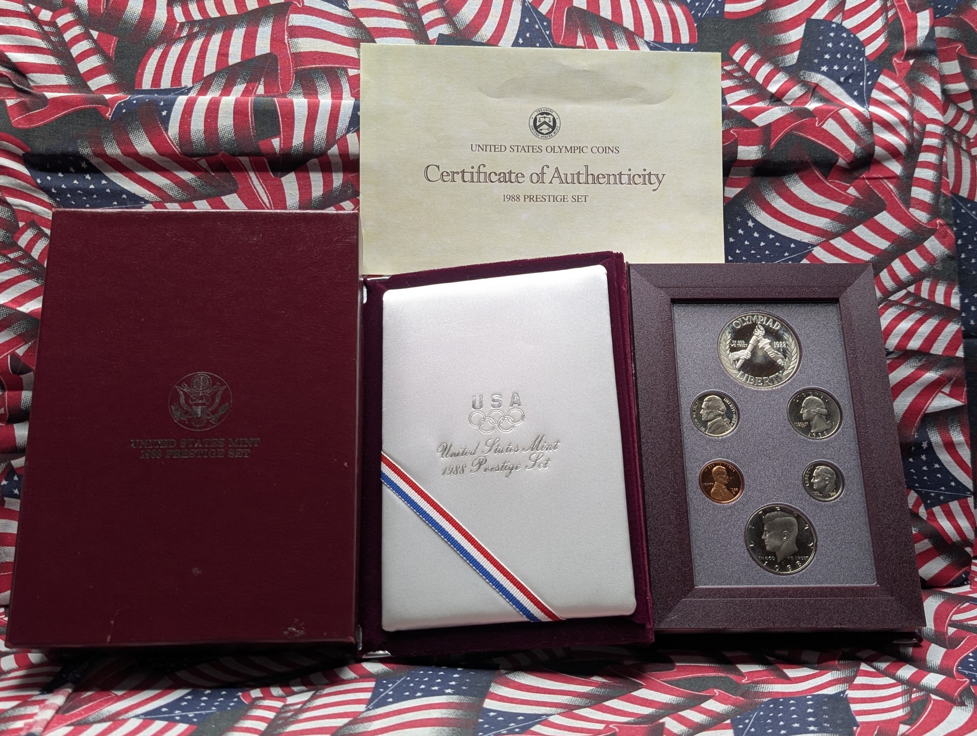 1988-S US Mint Prestige Proof Set - Includes 90% Silver Olympic Commemorative Dollar - In OGP w/ COA