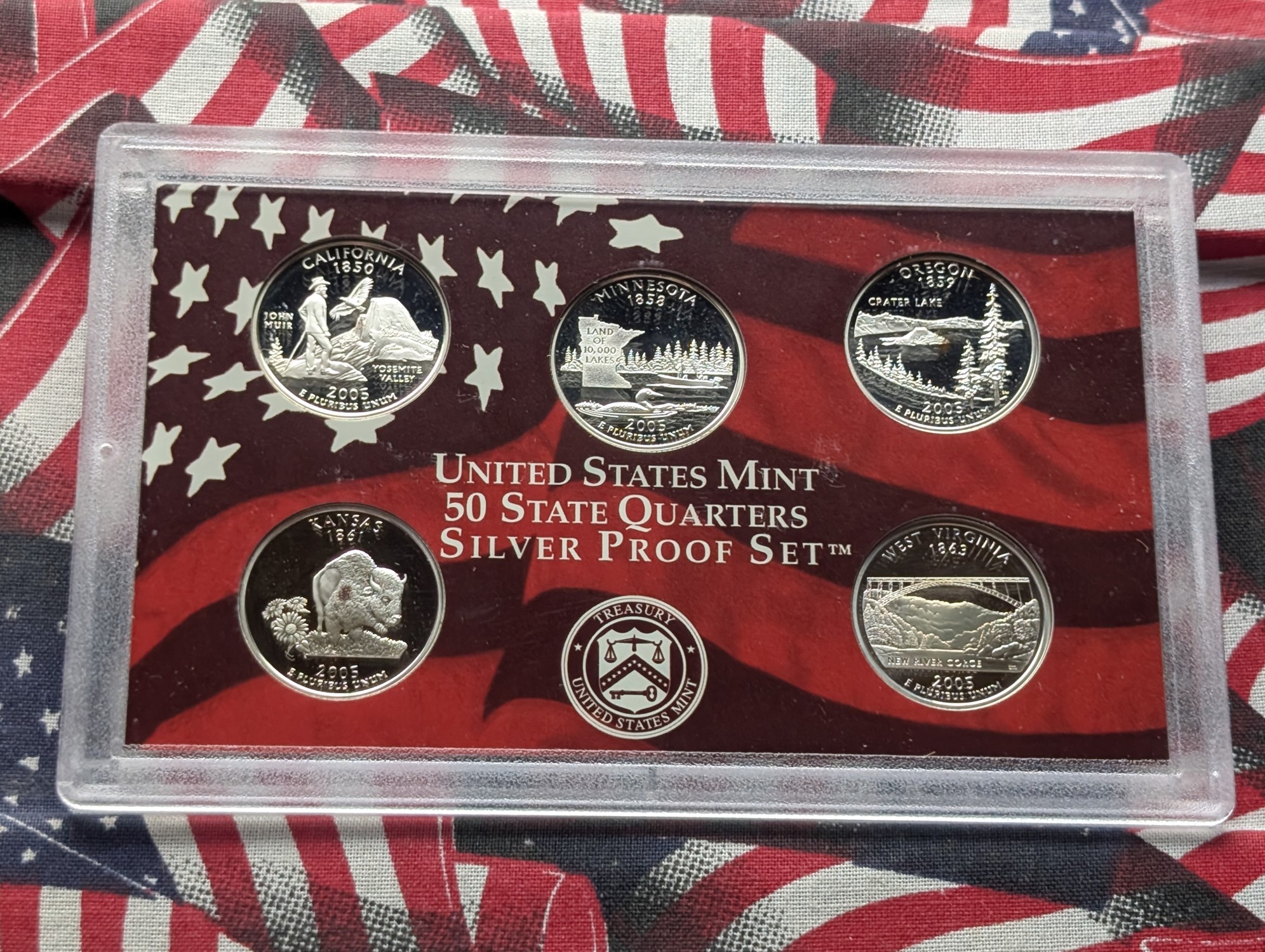 2005-S U.S. Mint Silver Proof Set with State Quarters In OGP W/ COA - Includes (7) 90% Silver Coins