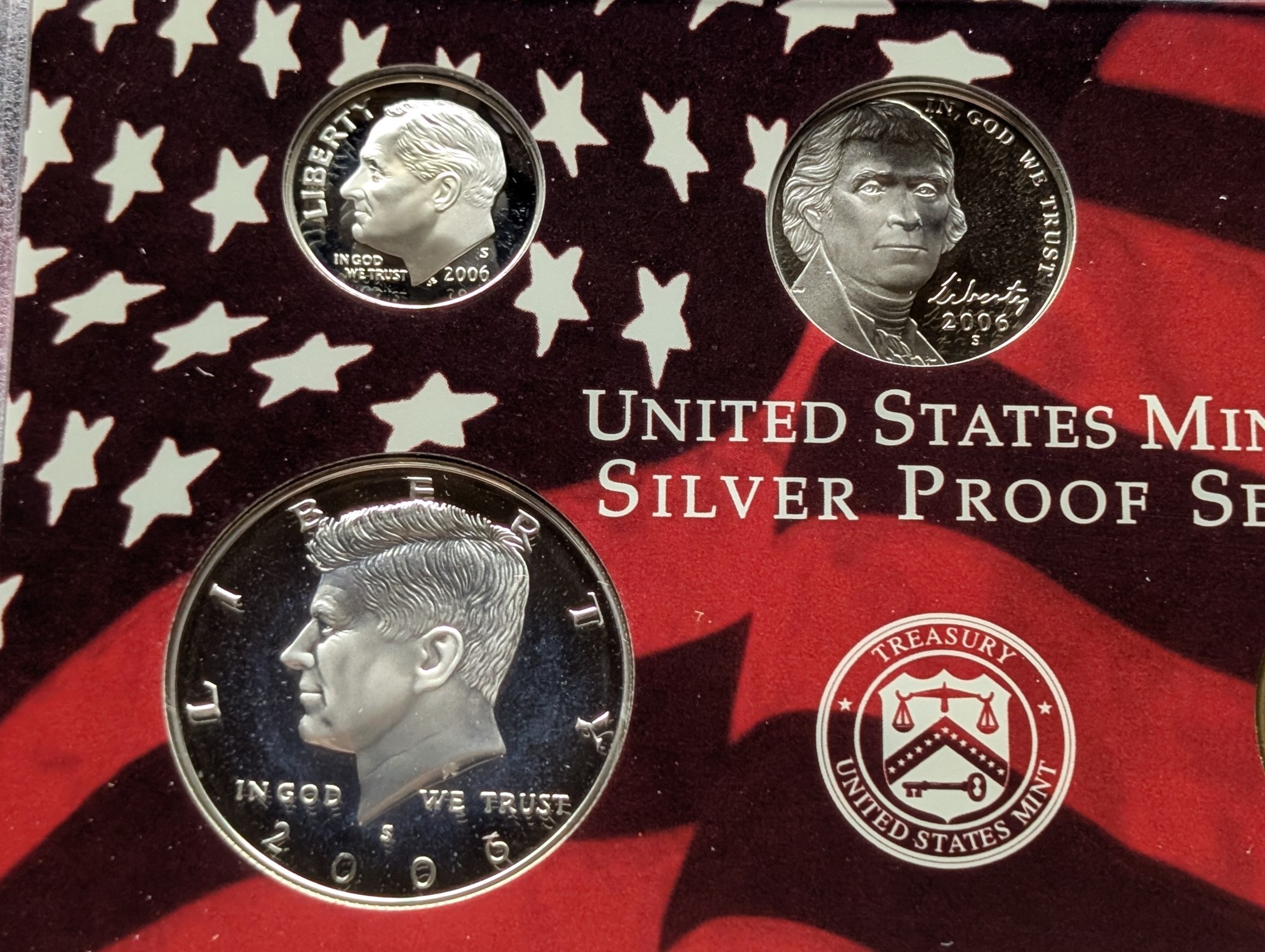 2006-S U.S. Mint Silver Proof Set with State Quarters In OGP W/ COA - Includes (7) 90% Silver Coins