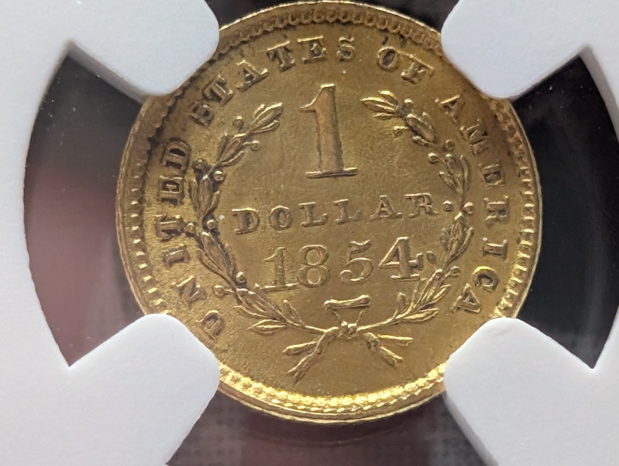 1854 Type 1 Liberty Head 90% Gold Dollar NGC MS62 - Key Coin